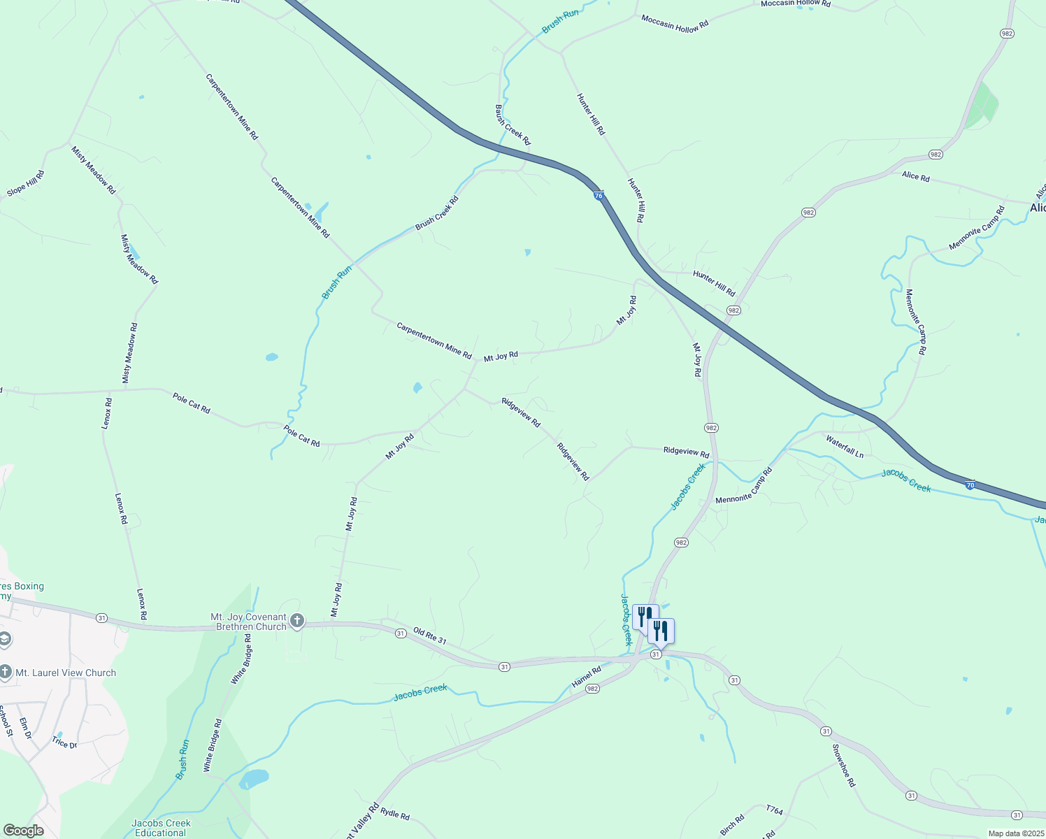 map of restaurants, bars, coffee shops, grocery stores, and more near 2146 Ridgeview Road in Mount Pleasant