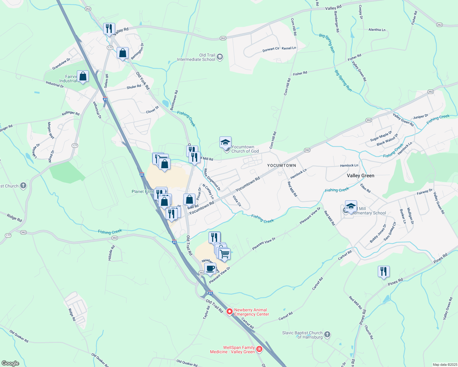 map of restaurants, bars, coffee shops, grocery stores, and more near 51 White Dogwood Drive in Goldsboro