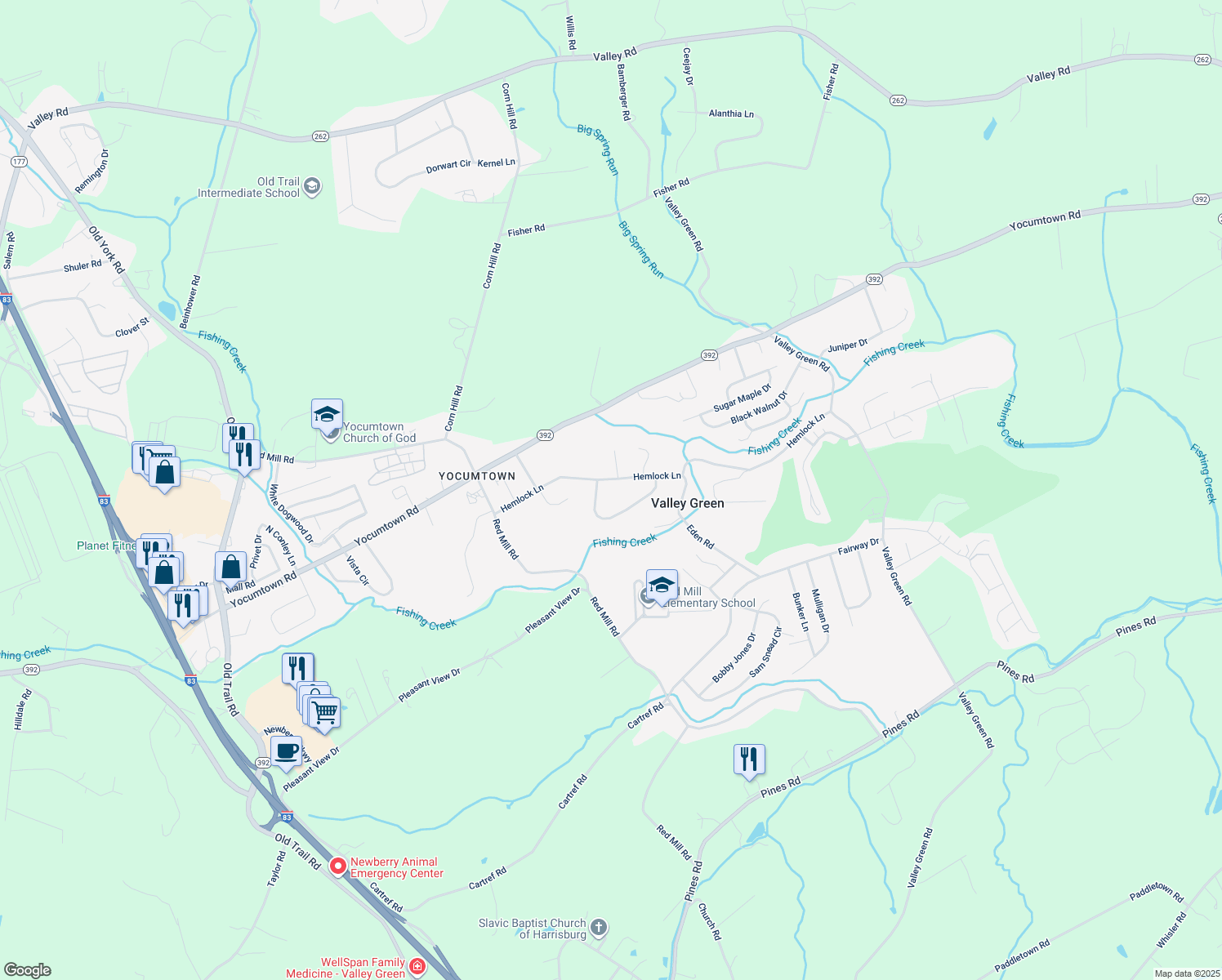 map of restaurants, bars, coffee shops, grocery stores, and more near 300 Hemlock Lane in Goldsboro