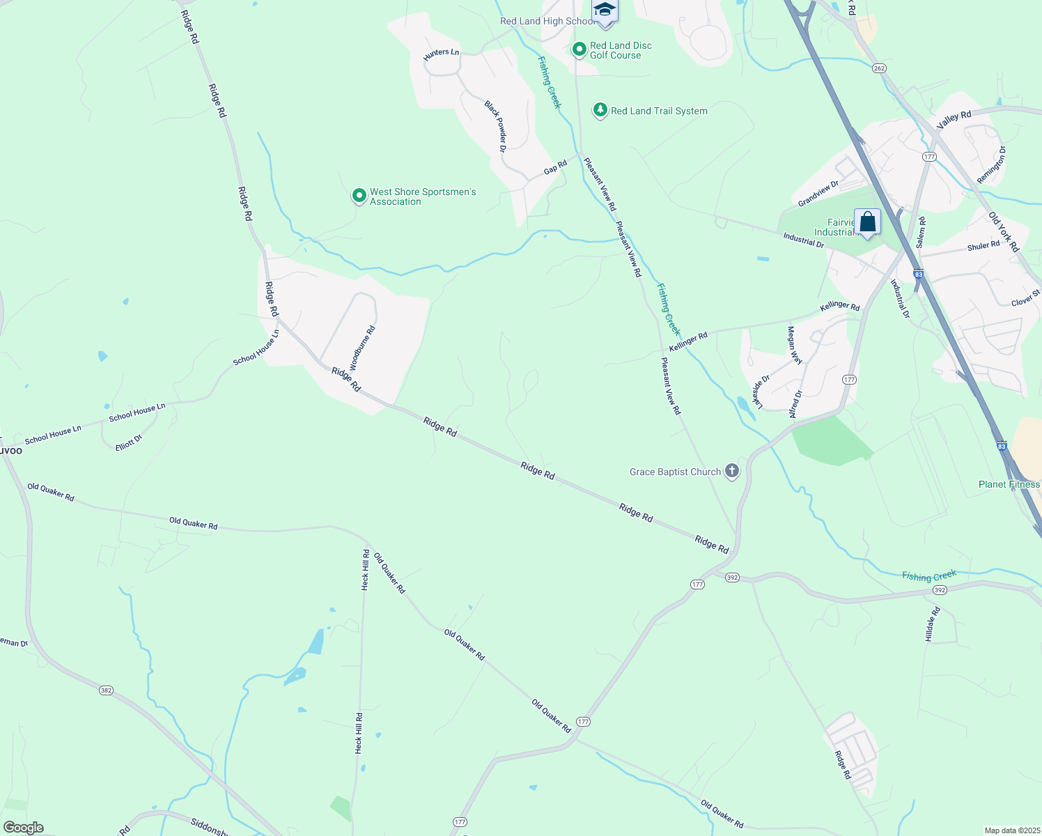 map of restaurants, bars, coffee shops, grocery stores, and more near 726 Ridge Road in Lewisberry
