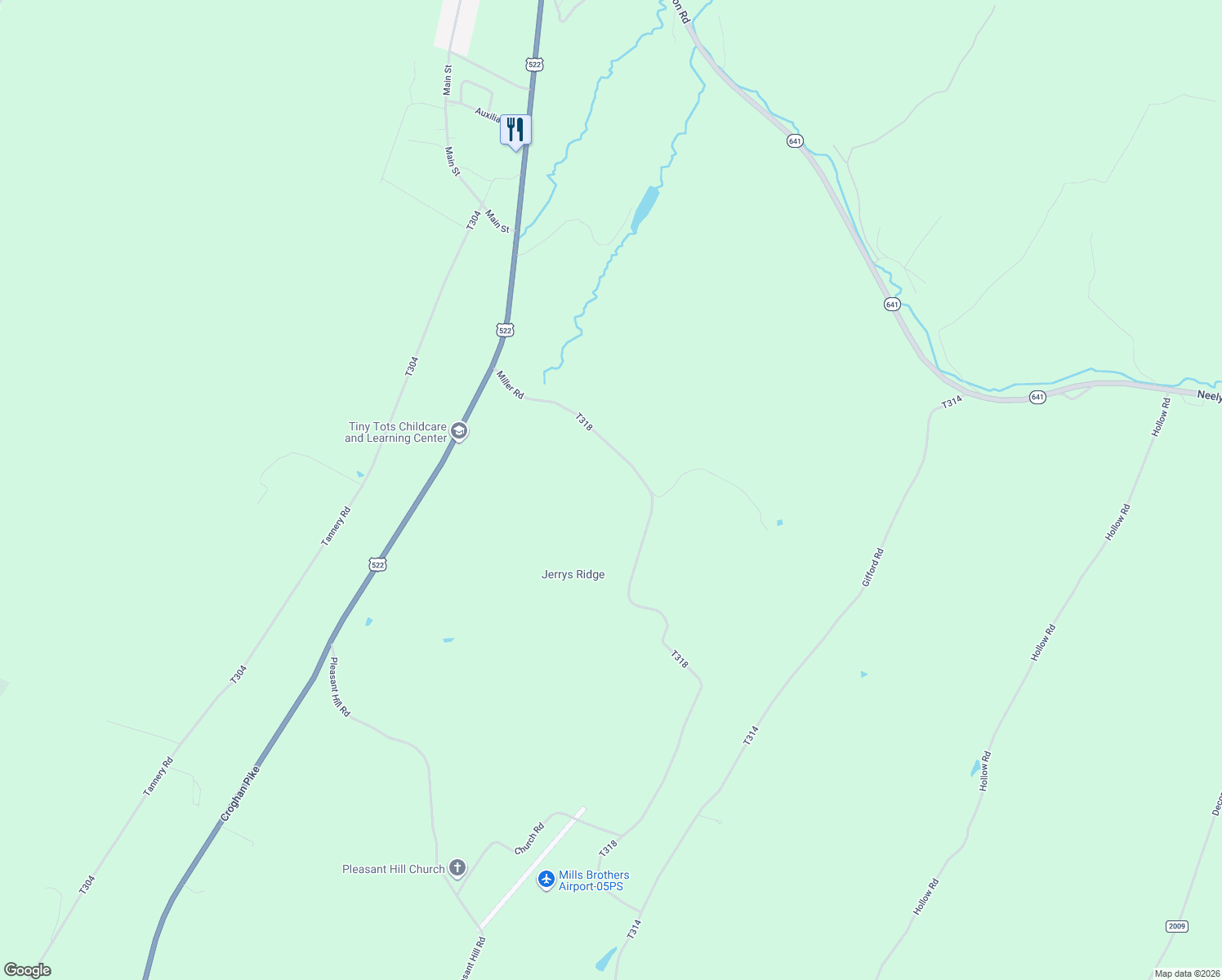 map of restaurants, bars, coffee shops, grocery stores, and more near 21972 Miller Road in Shade Gap
