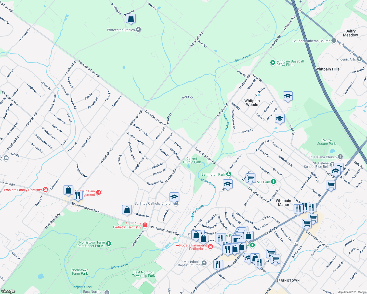 map of restaurants, bars, coffee shops, grocery stores, and more near 600 Lisa Road in Eagleville