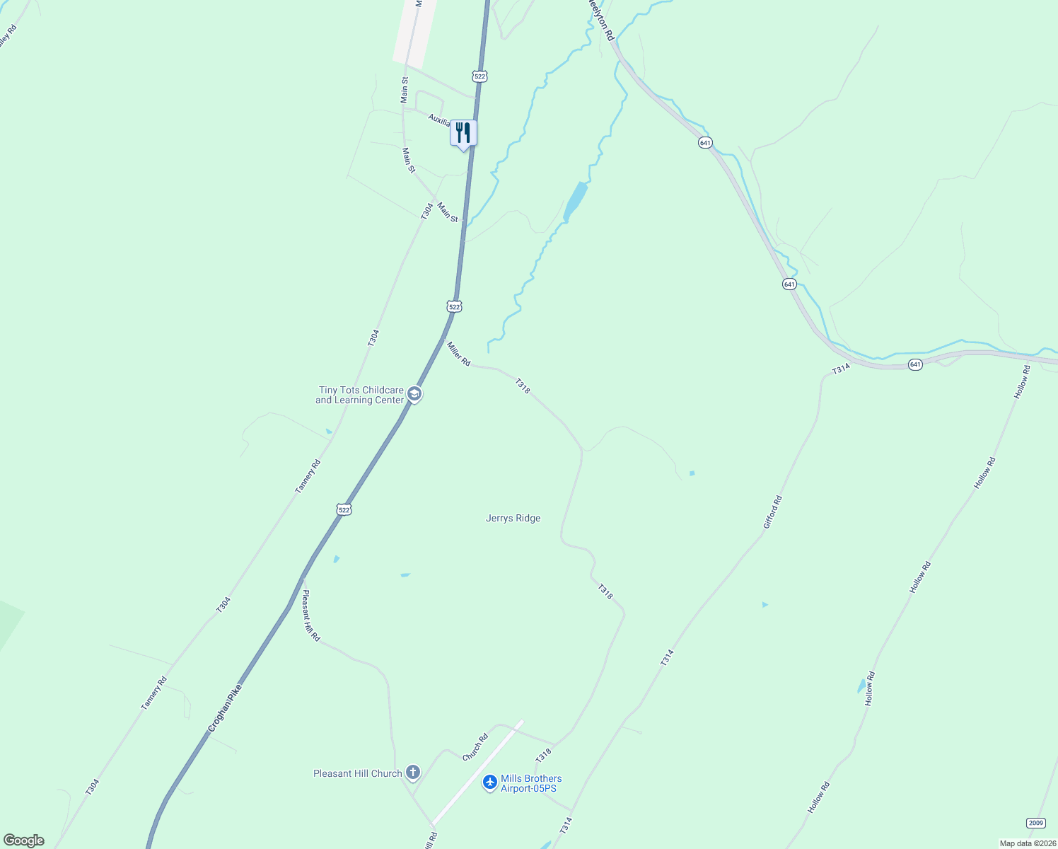 map of restaurants, bars, coffee shops, grocery stores, and more near 21972 Miller Road in Shade Gap