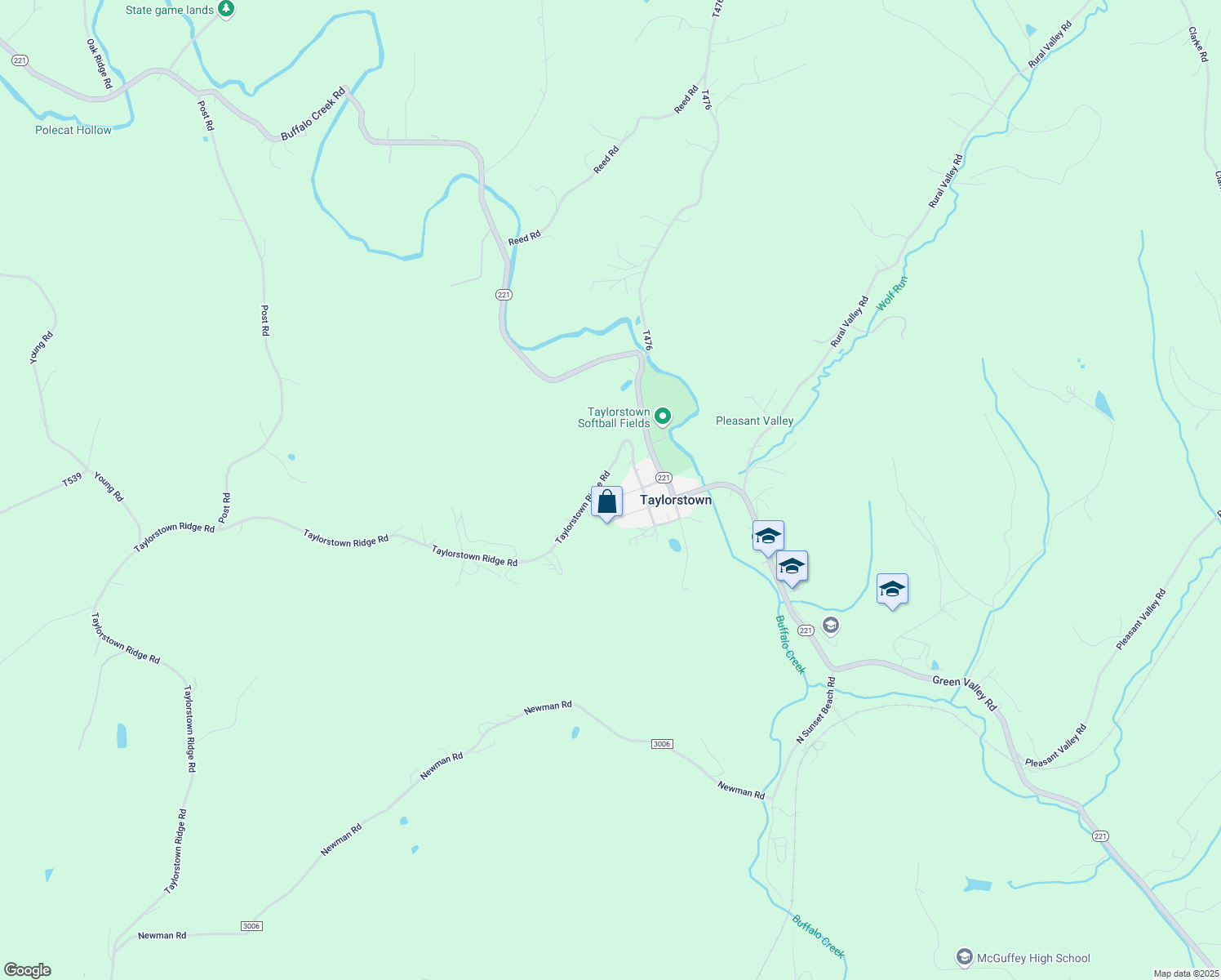 map of restaurants, bars, coffee shops, grocery stores, and more near 718 Taylorstown Ridge Road in Avella