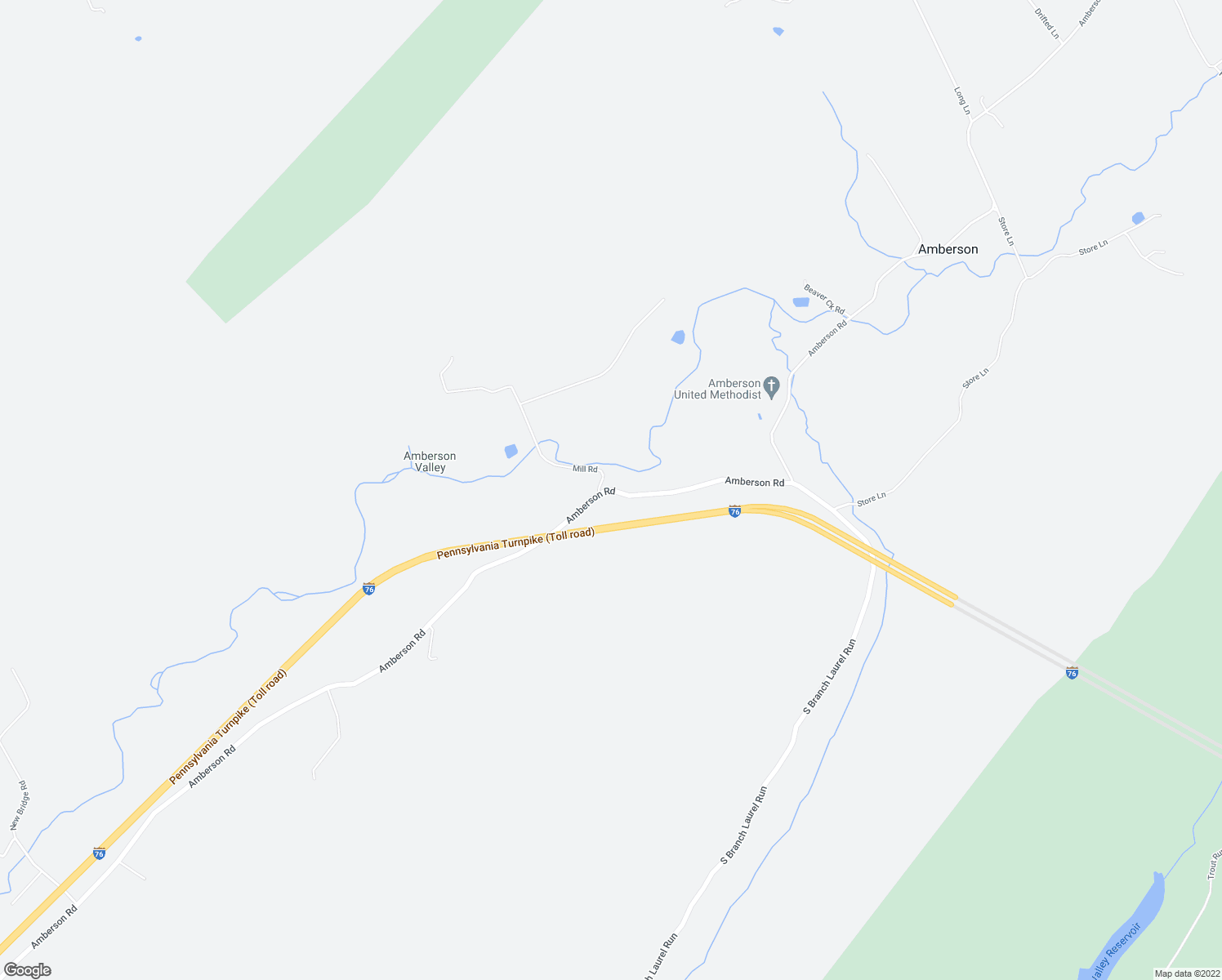 map of restaurants, bars, coffee shops, grocery stores, and more near Amberson Road in Spring Run