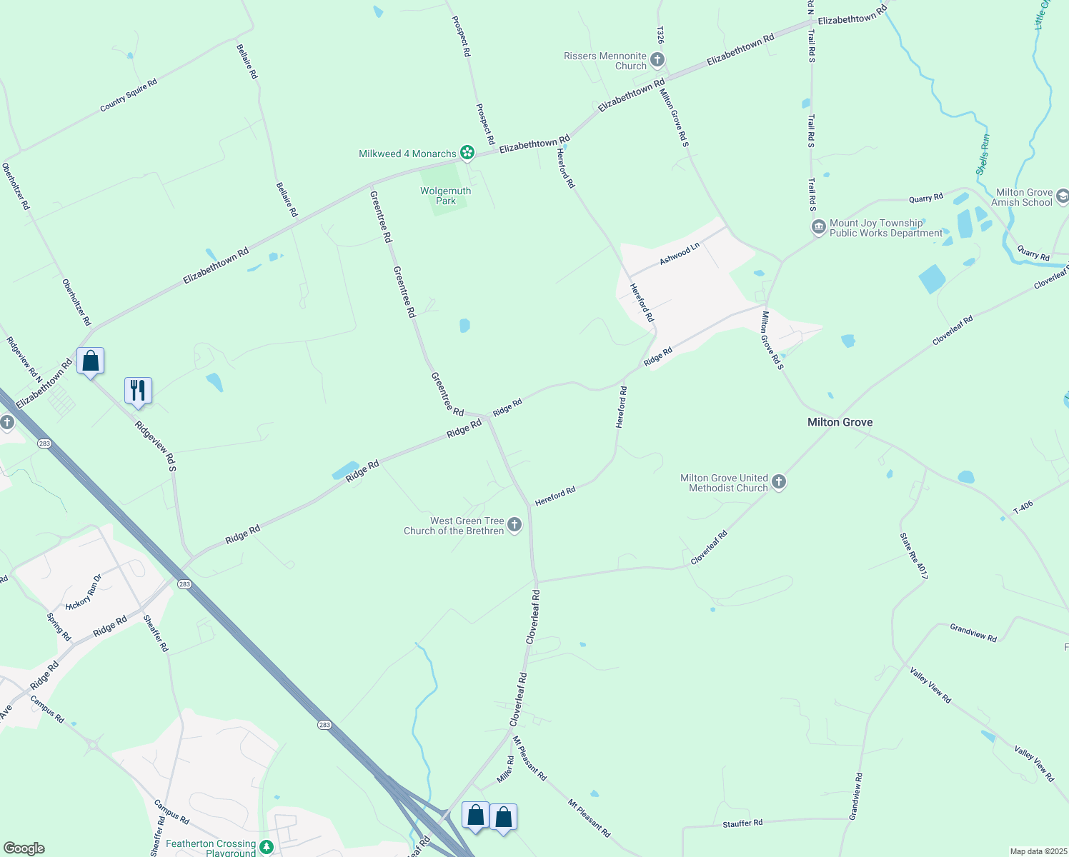 map of restaurants, bars, coffee shops, grocery stores, and more near 569 Greentree Rd in Elizabethtown