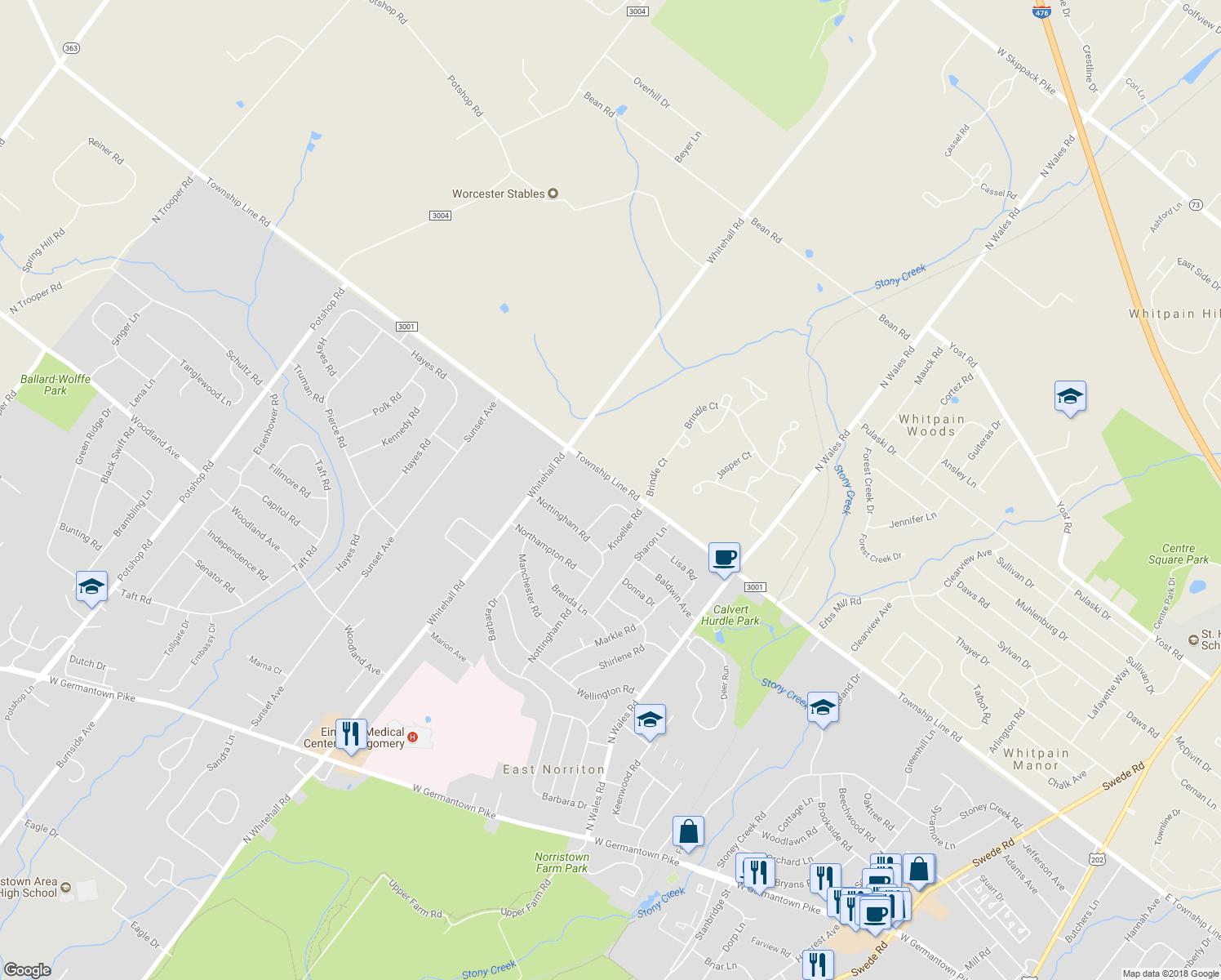 map of restaurants, bars, coffee shops, grocery stores, and more near 617 Township Line Road in Eagleville