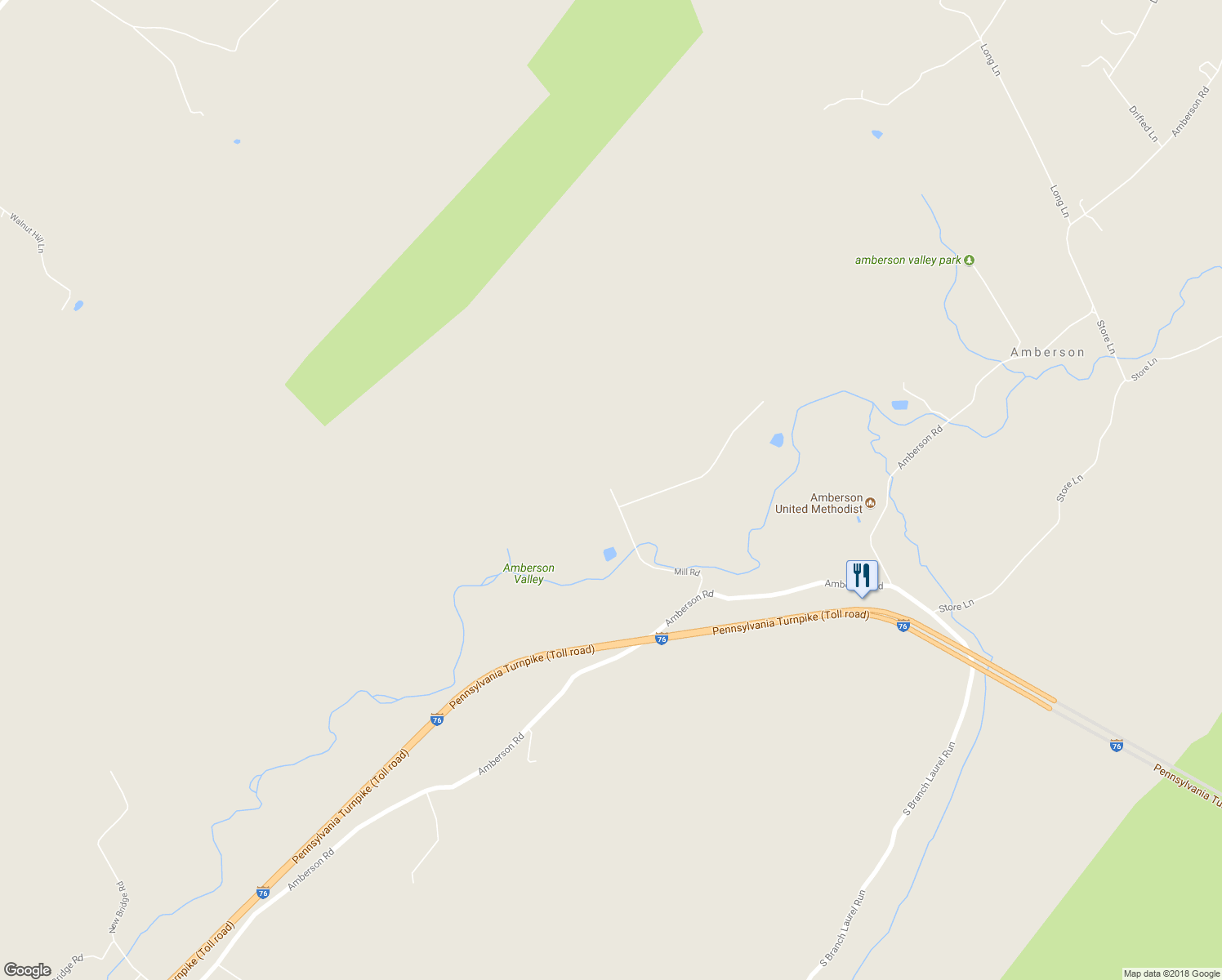 map of restaurants, bars, coffee shops, grocery stores, and more near 16894 Mill Road in Spring Run