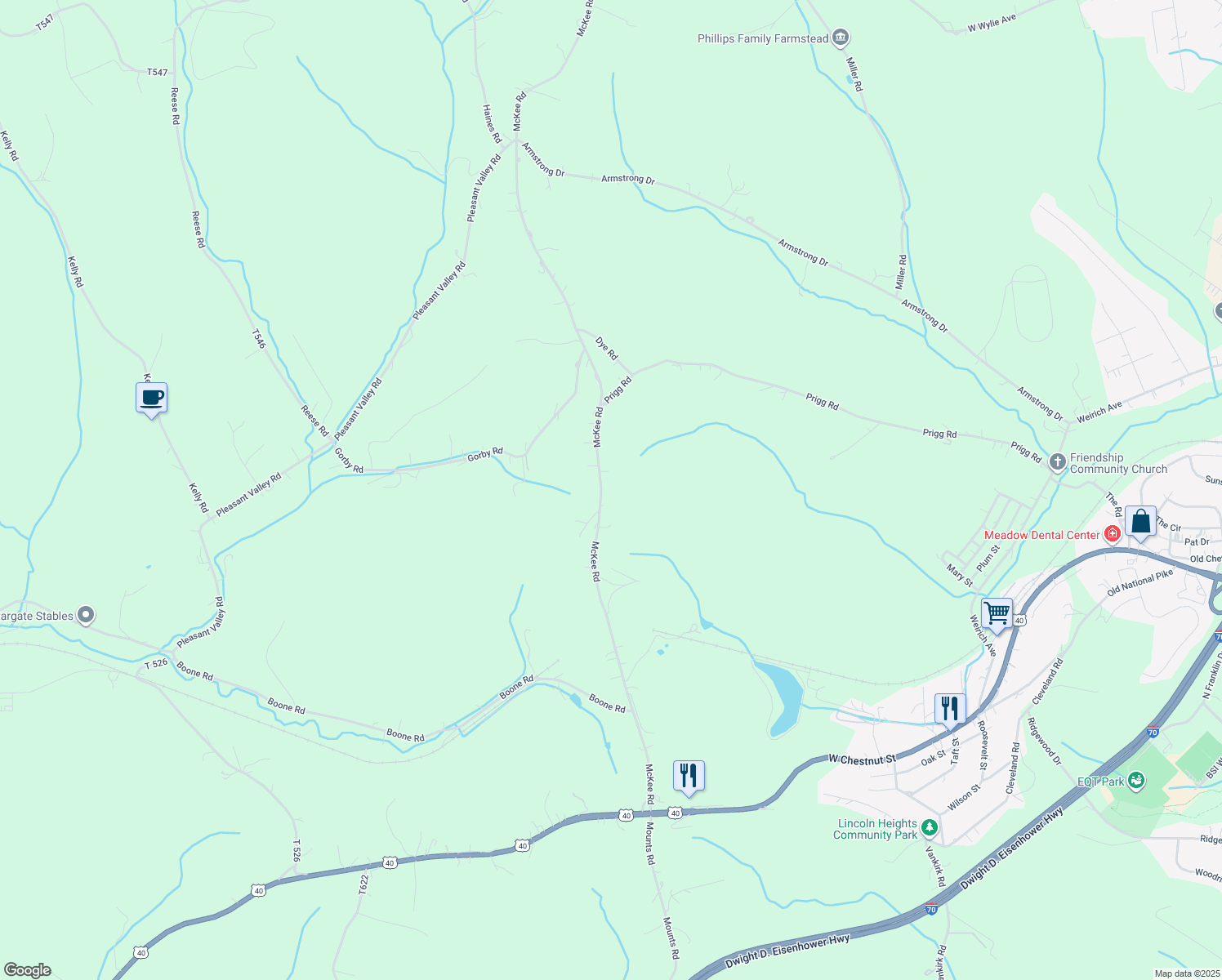 map of restaurants, bars, coffee shops, grocery stores, and more near 412 McKee Road in Washington