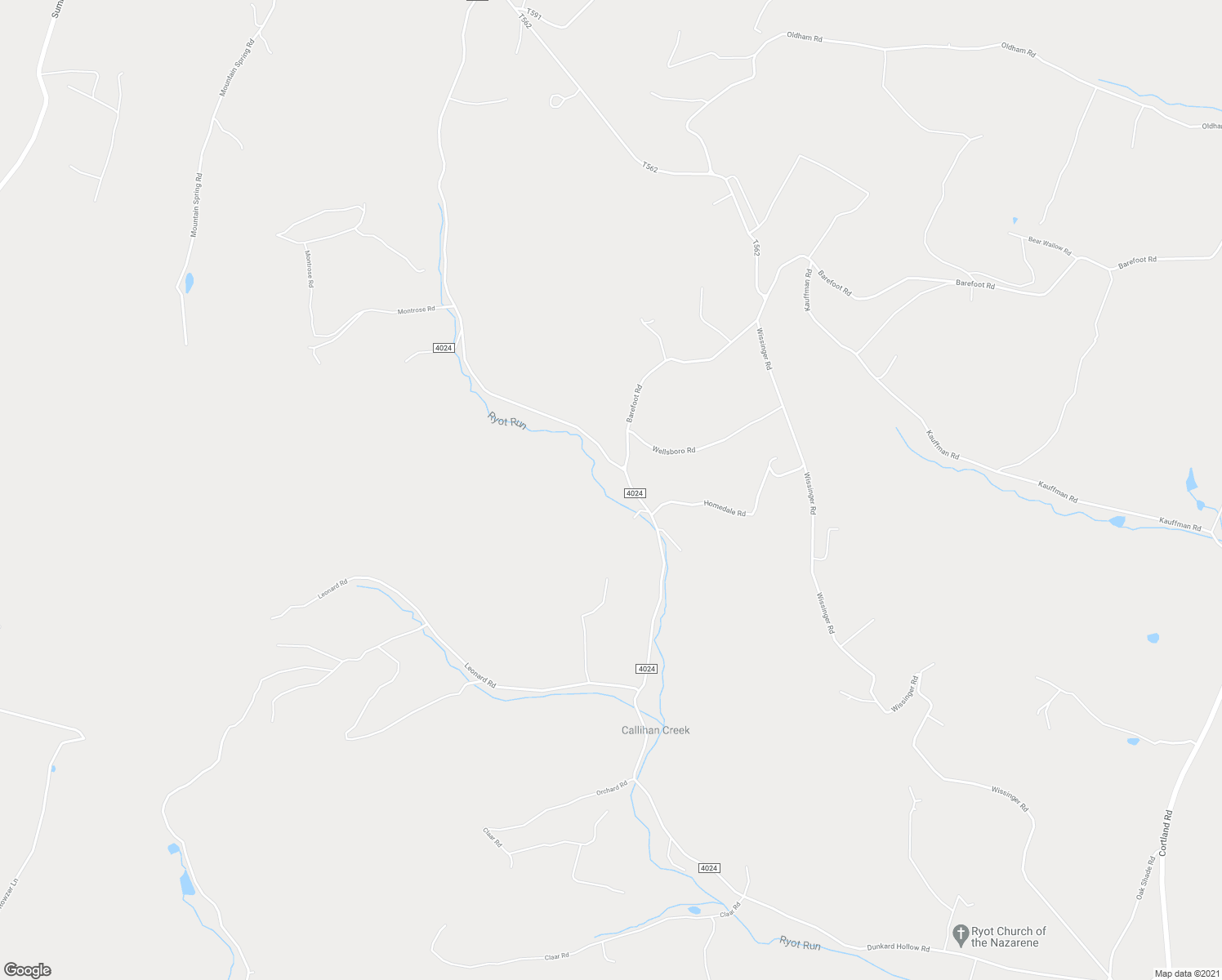 map of restaurants, bars, coffee shops, grocery stores, and more near 1409 Dunkard Hollow Road in Pleasantville