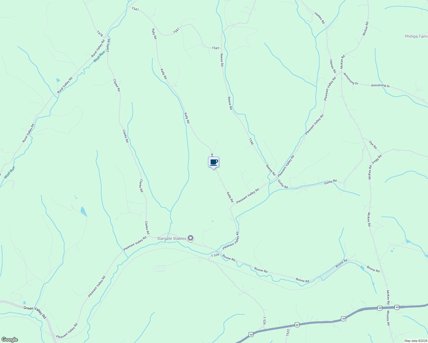 map of restaurants, bars, coffee shops, grocery stores, and more near 215 Kelly Road in Washington