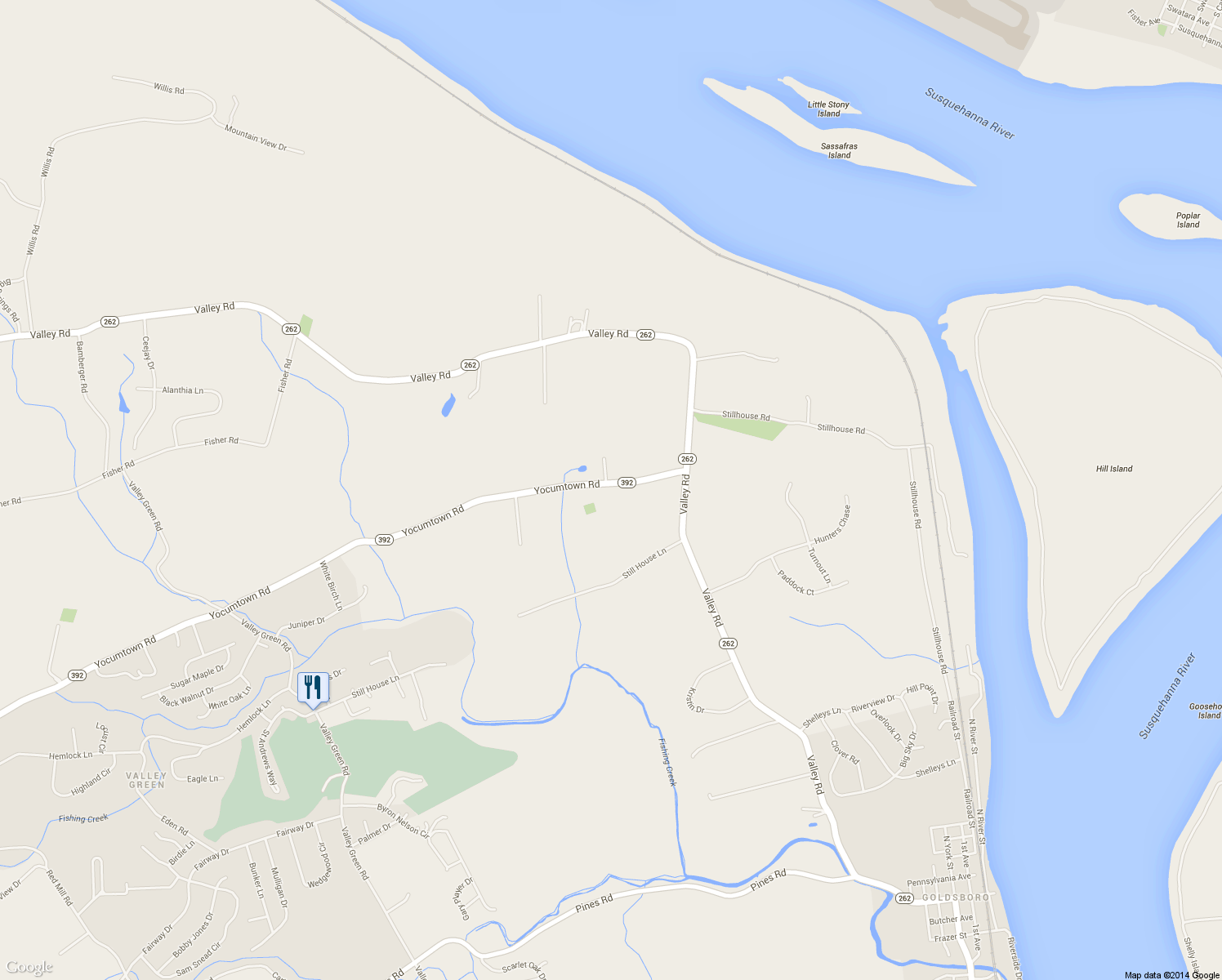 map of restaurants, bars, coffee shops, grocery stores, and more near 100 Yocumtown Road in Etters