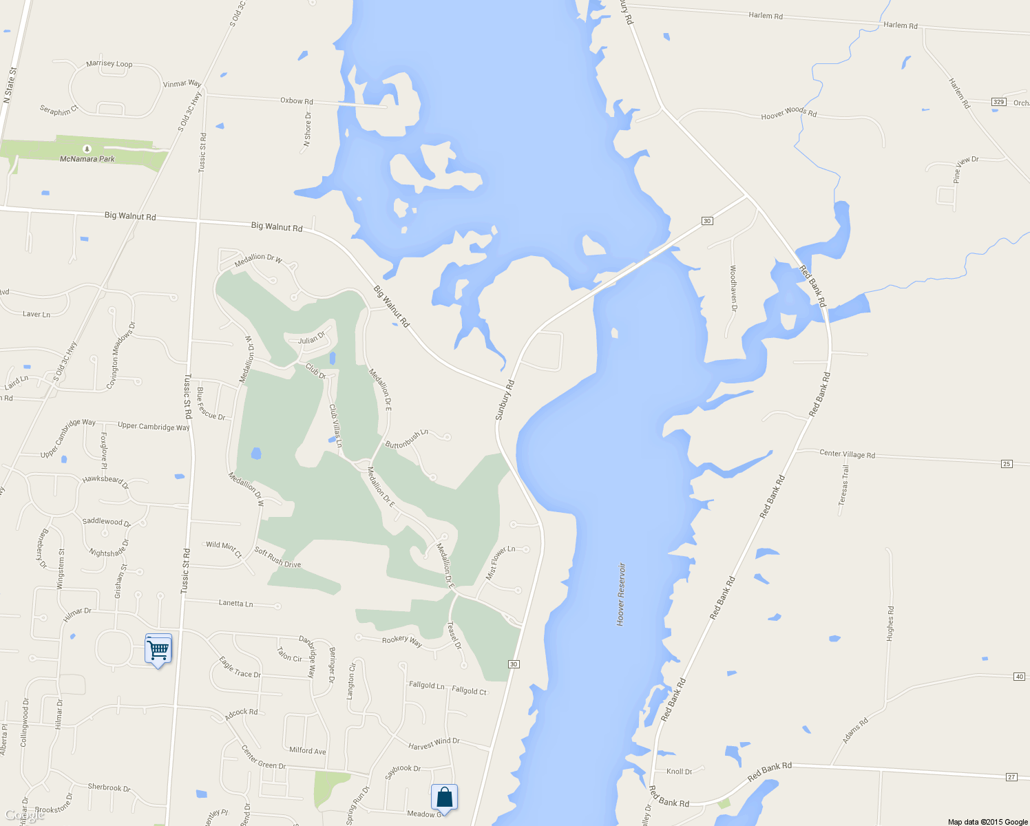 map of restaurants, bars, coffee shops, grocery stores, and more near 5353 Sunbury Road in Westerville