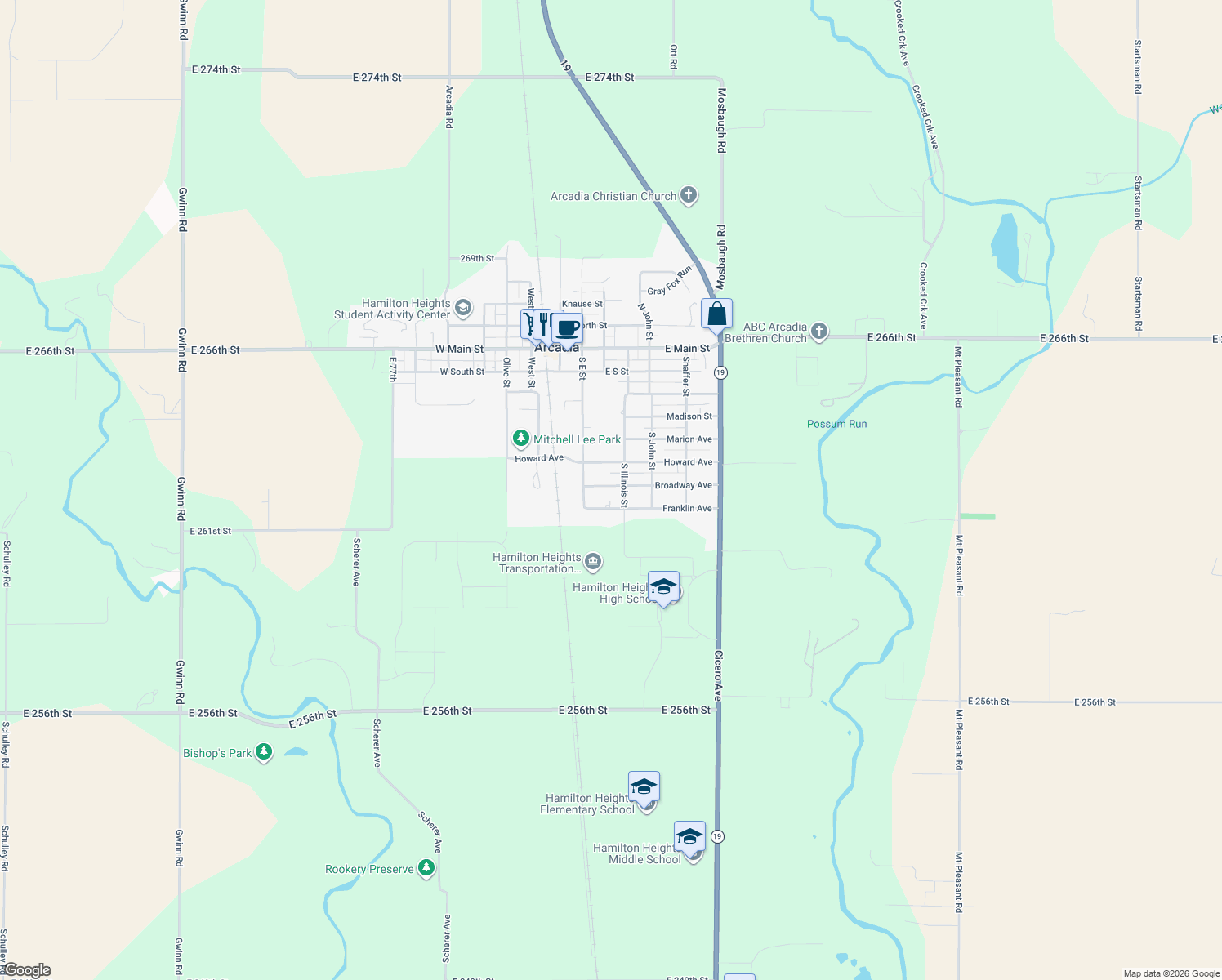 map of restaurants, bars, coffee shops, grocery stores, and more near 305 Broadway Avenue in Arcadia
