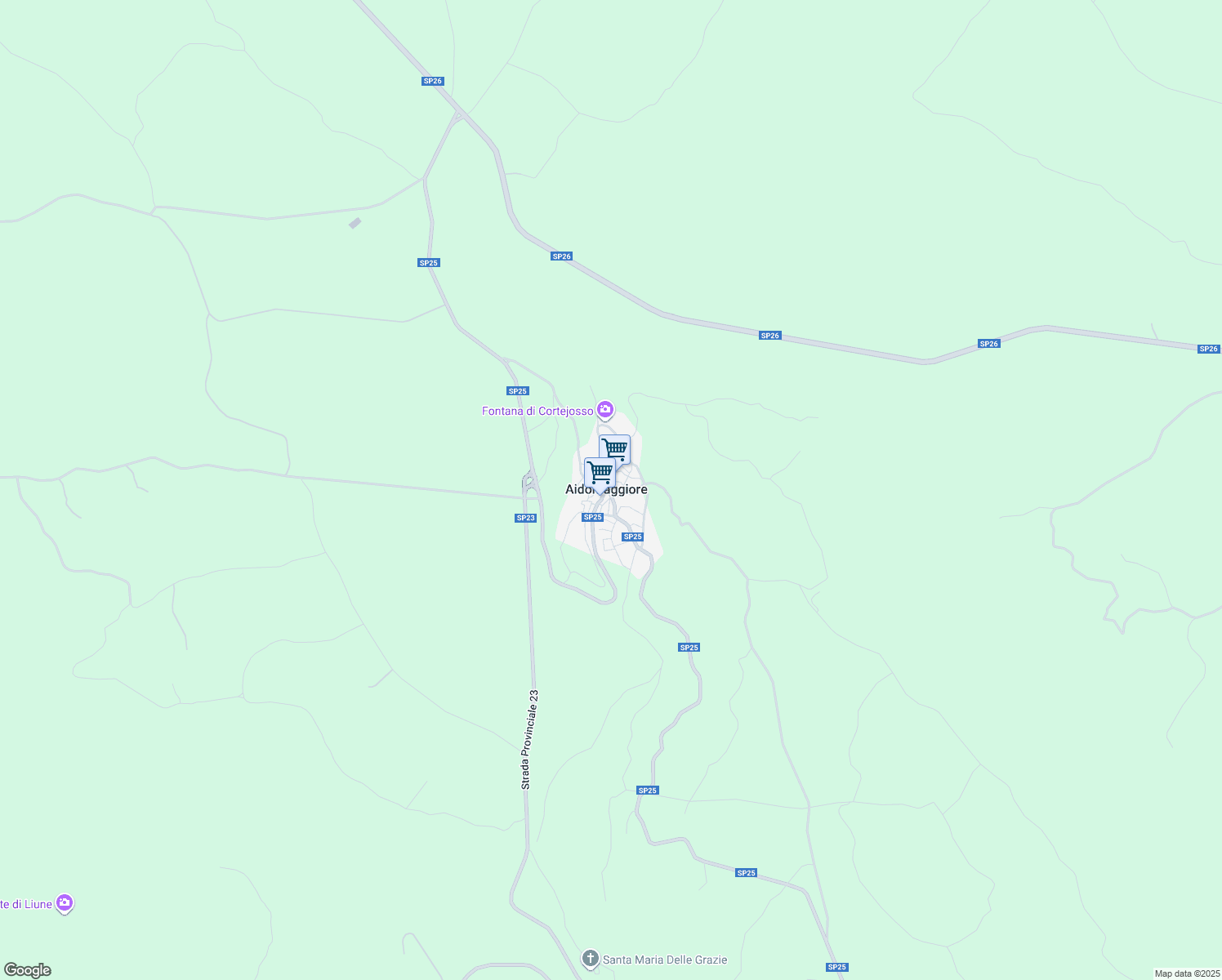 map of restaurants, bars, coffee shops, grocery stores, and more near 17 Via Mandras in Aidomaggiore