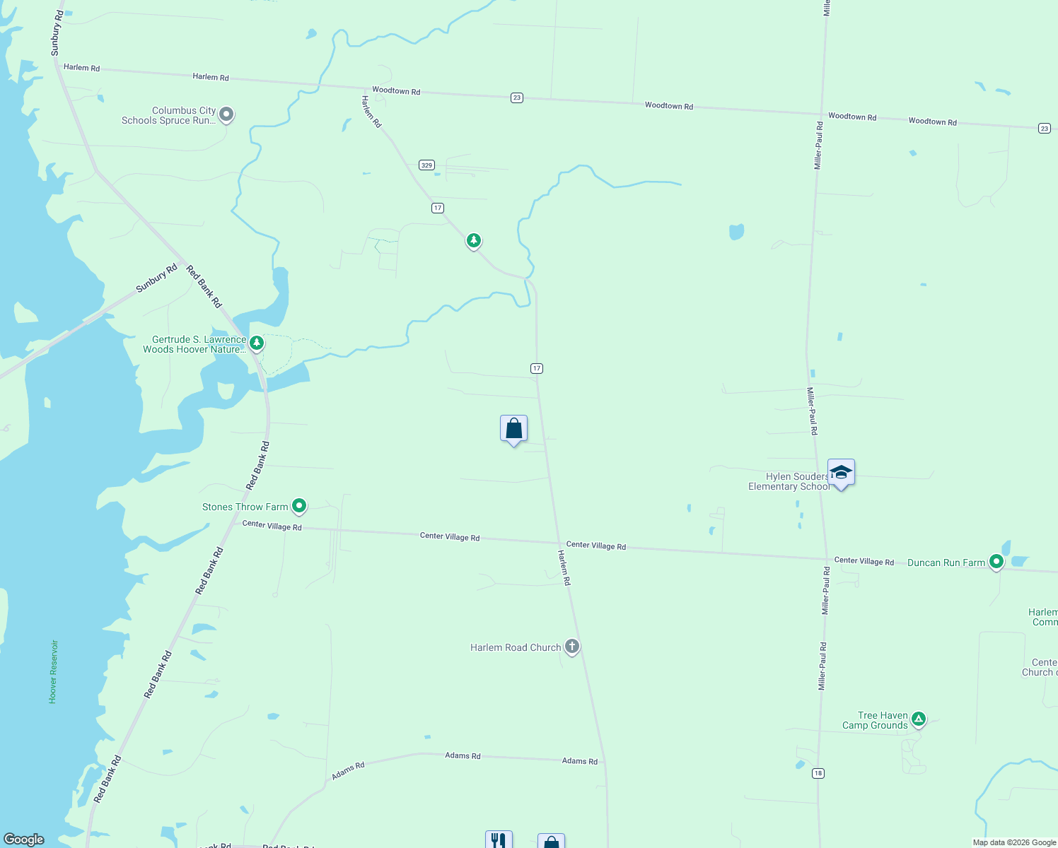 map of restaurants, bars, coffee shops, grocery stores, and more near 5148 Harlem Road in Galena