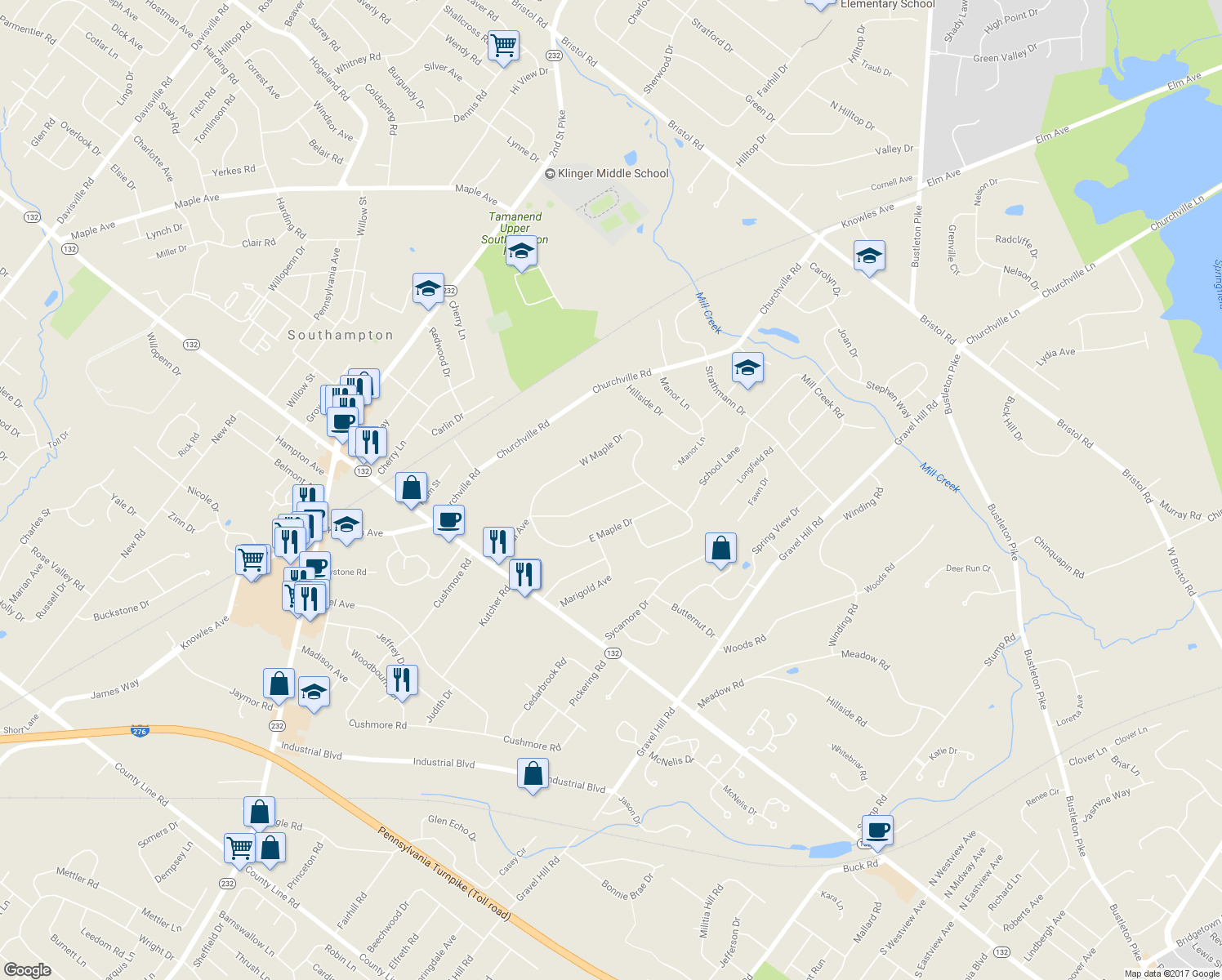 map of restaurants, bars, coffee shops, grocery stores, and more near 874 Central Avenue in Southampton