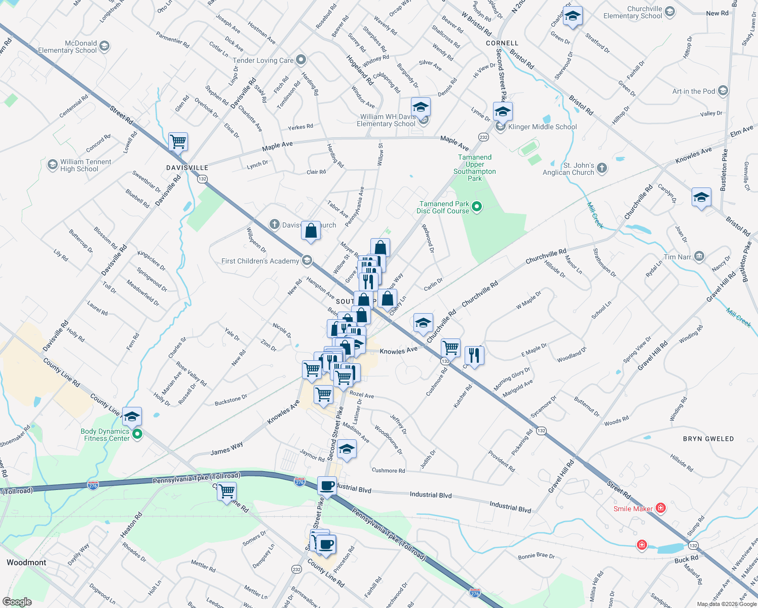 map of restaurants, bars, coffee shops, grocery stores, and more near 725 Cybus Way in Southampton