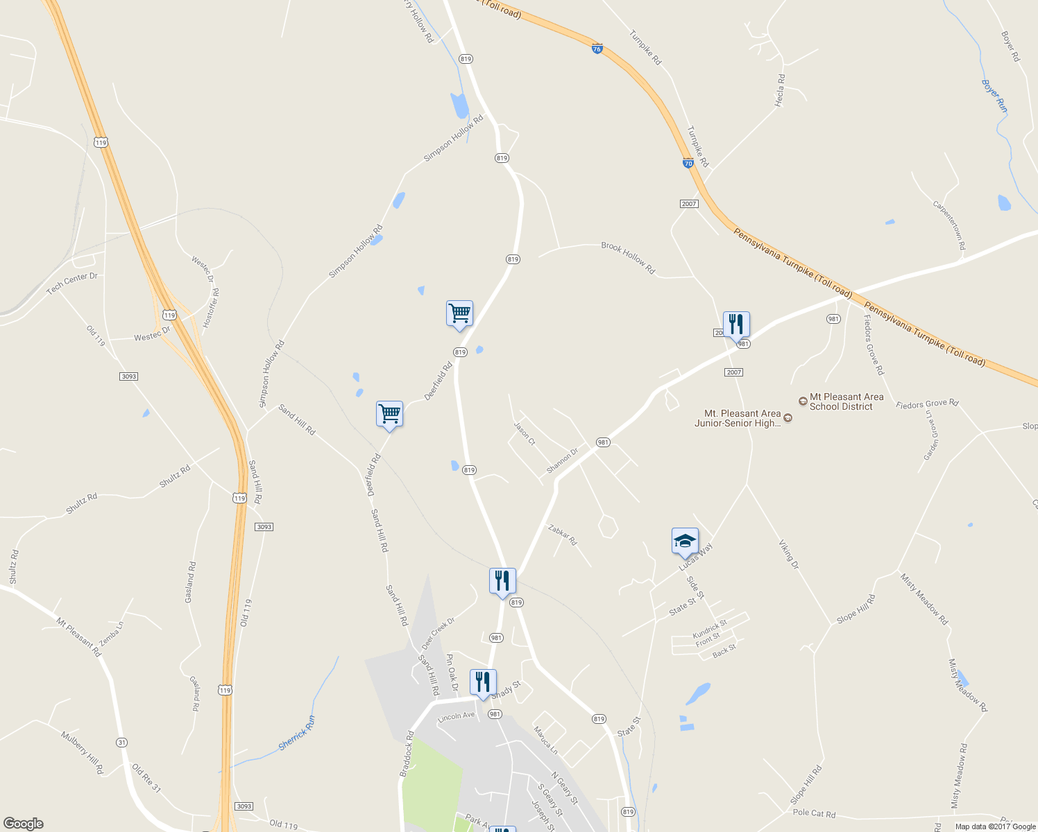 map of restaurants, bars, coffee shops, grocery stores, and more near 624 Jason Court in Mount Pleasant