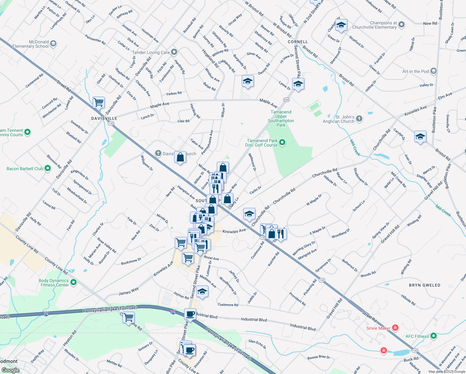 map of restaurants, bars, coffee shops, grocery stores, and more near 808 Cybus Way in Southampton