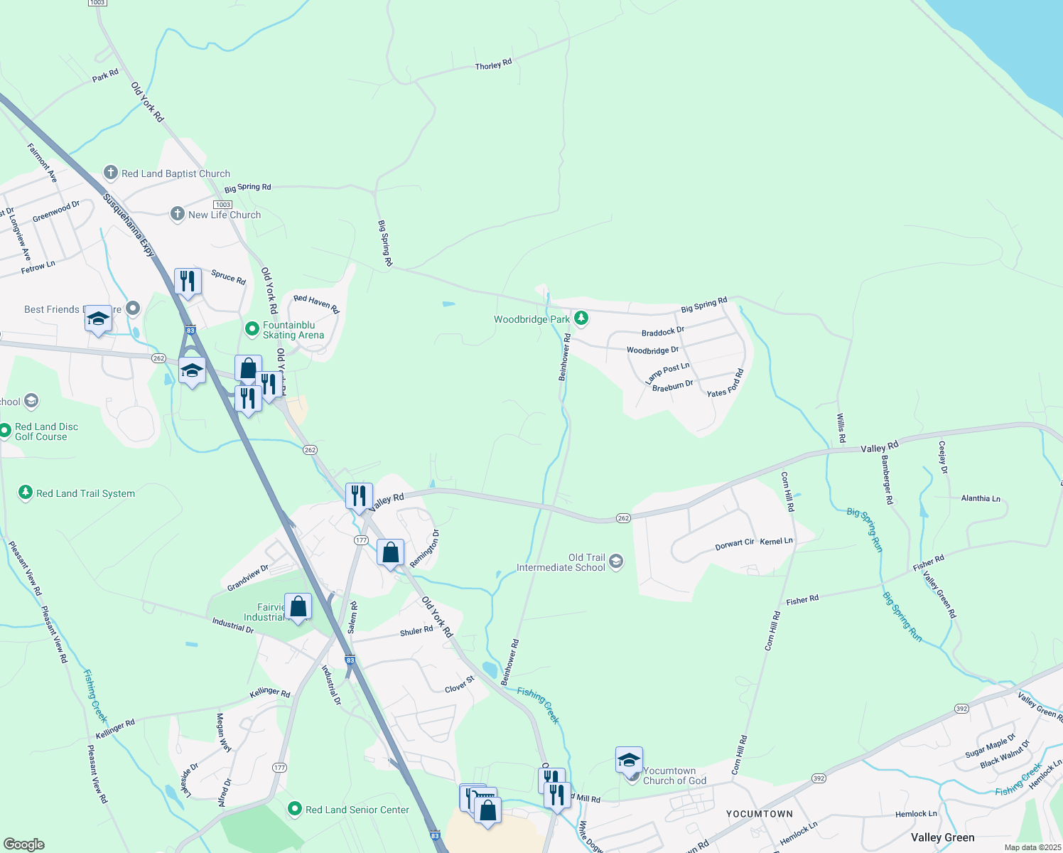 map of restaurants, bars, coffee shops, grocery stores, and more near 102 Clydesdale Ct in Etters
