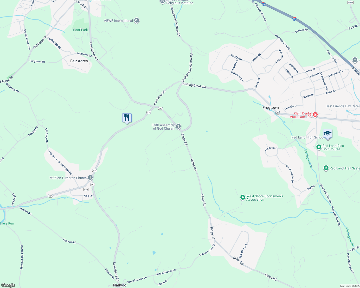 map of restaurants, bars, coffee shops, grocery stores, and more near 737 Collina Drive in Lewisberry