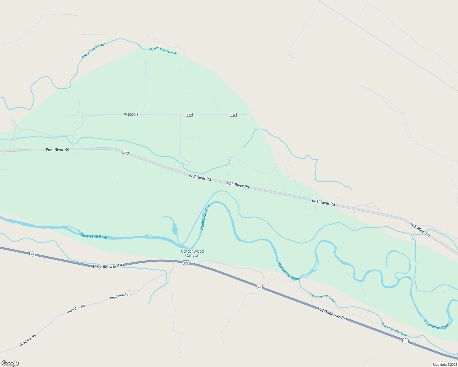 map of restaurants, bars, coffee shops, grocery stores, and more near 15702 East River Road in Duchesne