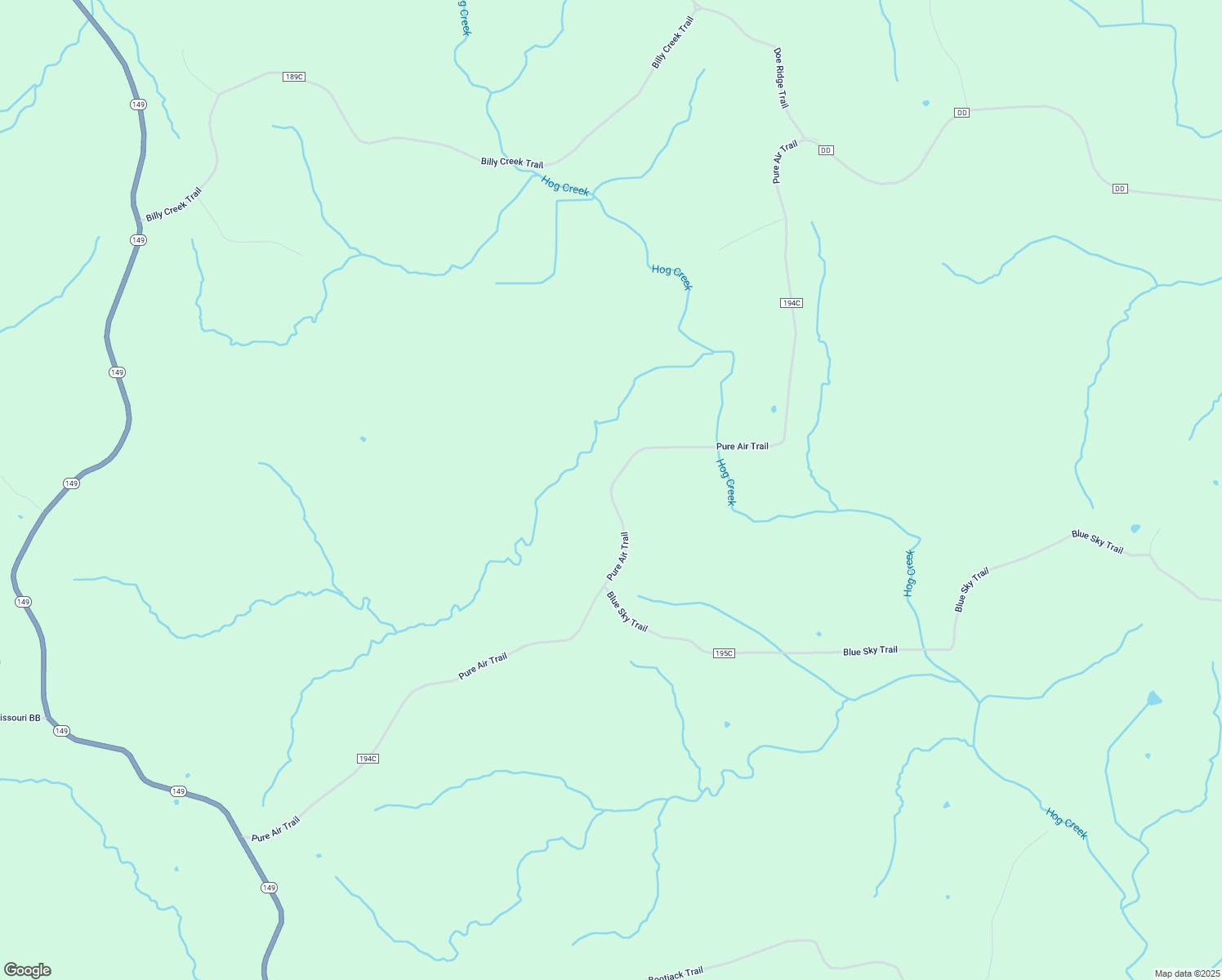 map of restaurants, bars, coffee shops, grocery stores, and more near Pure Air Trail in Adair County
