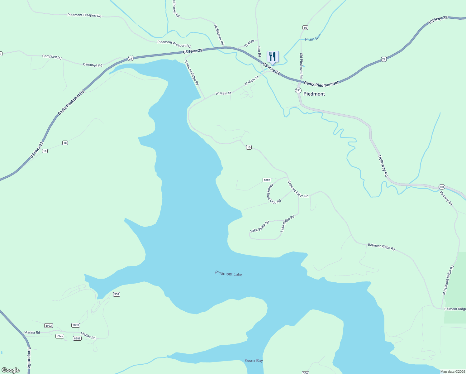 map of restaurants, bars, coffee shops, grocery stores, and more near 33180 Akron Boat Club Road in Piedmont