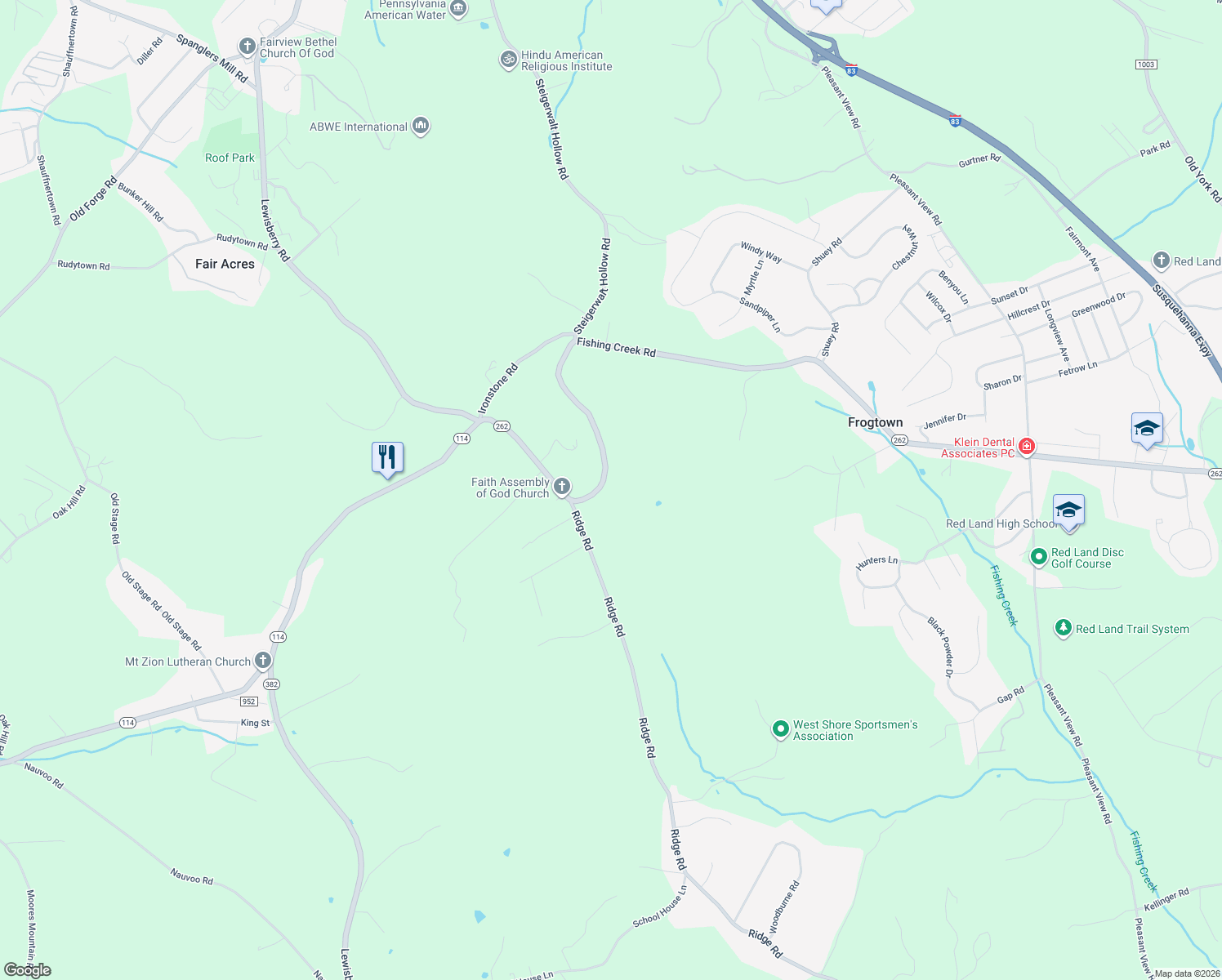 map of restaurants, bars, coffee shops, grocery stores, and more near 786 Fishing Creek Road in New Cumberland