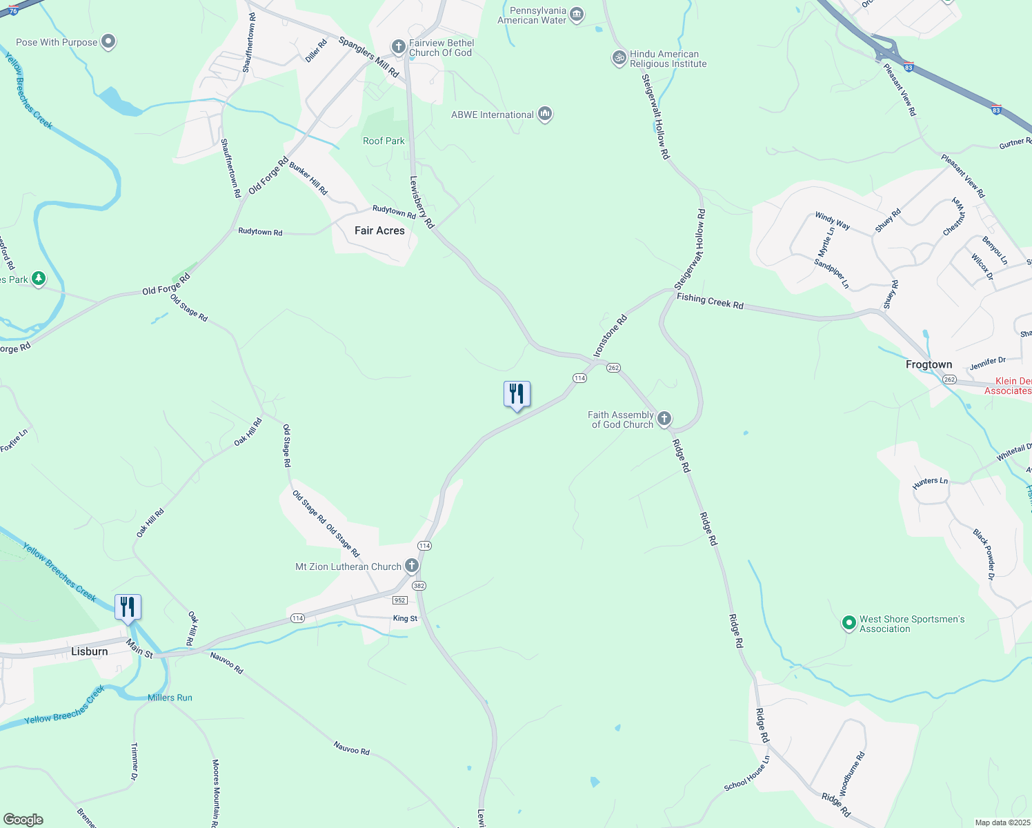 map of restaurants, bars, coffee shops, grocery stores, and more near 767 Lewisberry Road in Lewisberry