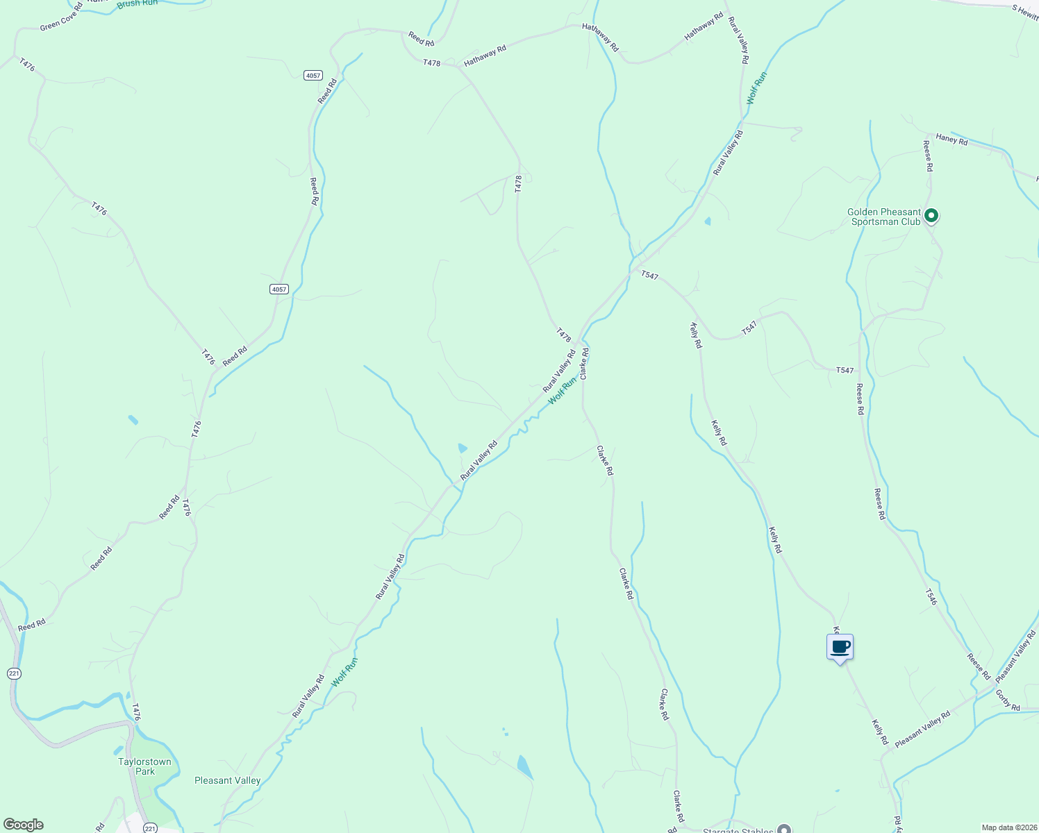 map of restaurants, bars, coffee shops, grocery stores, and more near 389 Rural Valley Road in Claysville