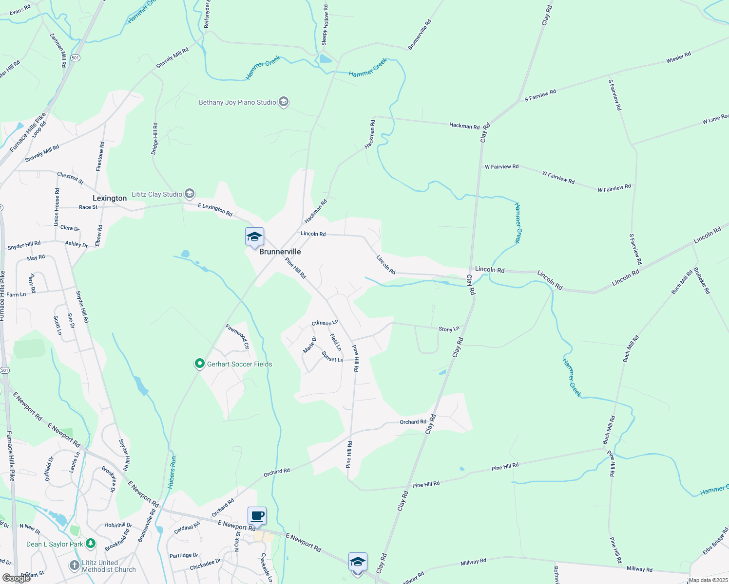 map of restaurants, bars, coffee shops, grocery stores, and more near 10 Brierwood Trail in Lititz