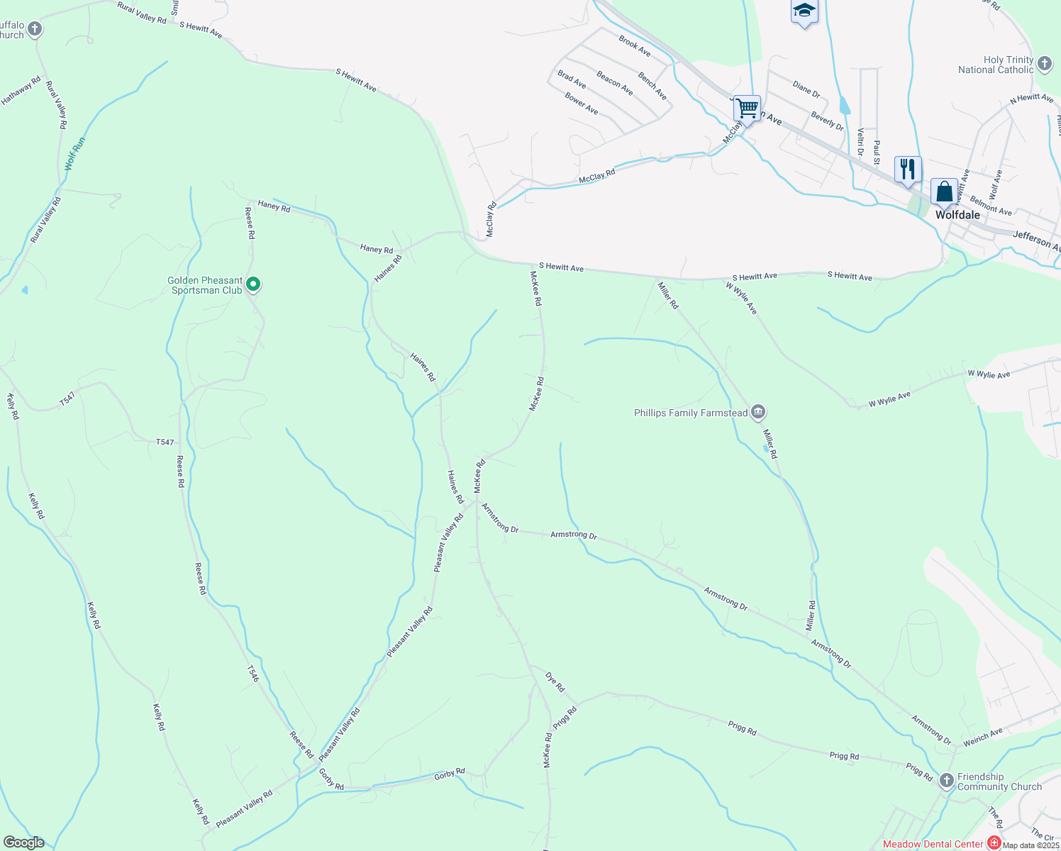 map of restaurants, bars, coffee shops, grocery stores, and more near 682 McKee Road in Washington