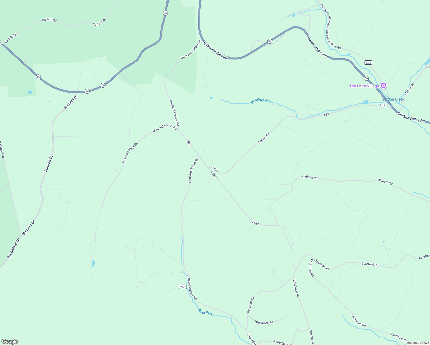 map of restaurants, bars, coffee shops, grocery stores, and more near 291 Osman Road in Bedford County