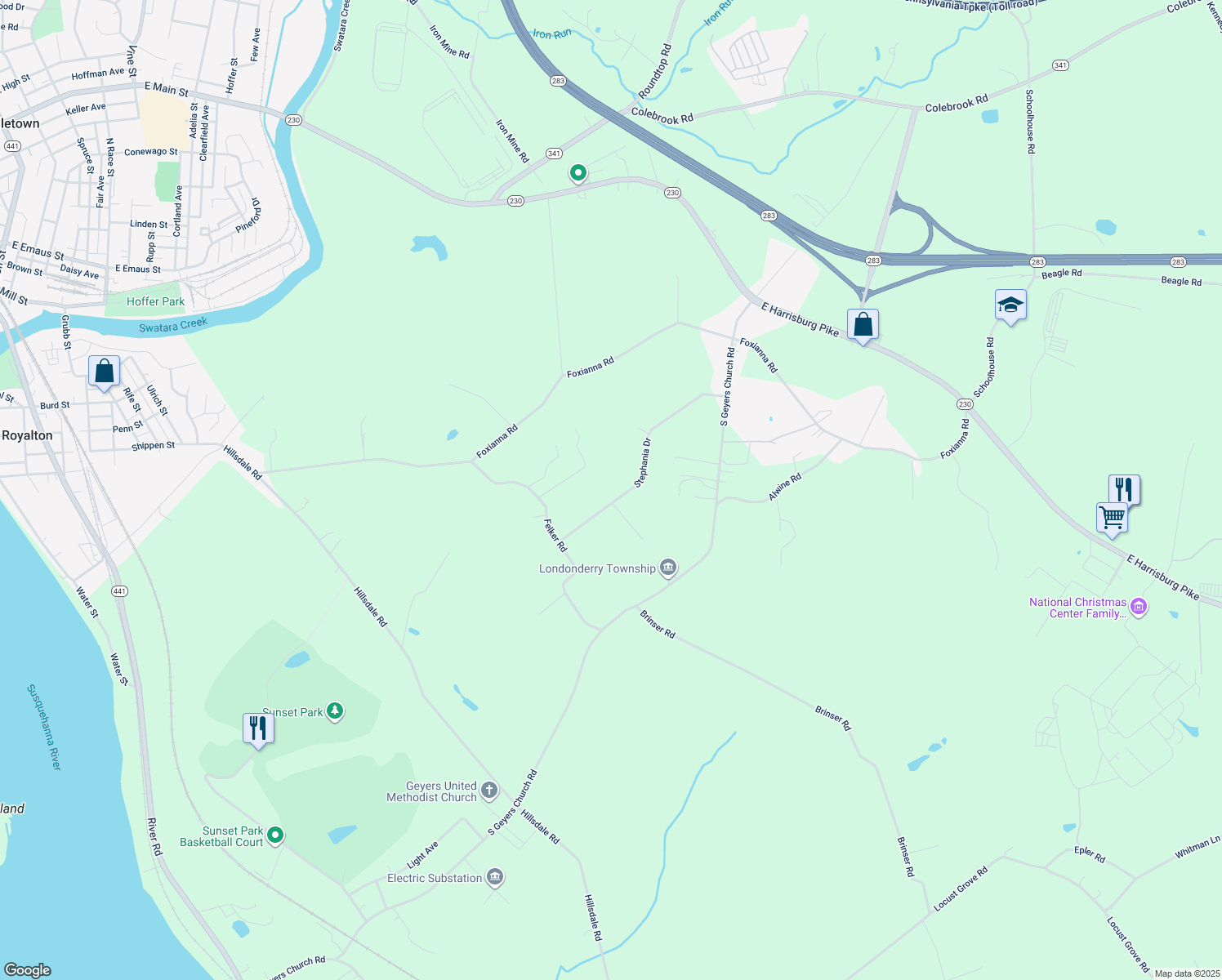 map of restaurants, bars, coffee shops, grocery stores, and more near 99 Stephania Drive in Middletown