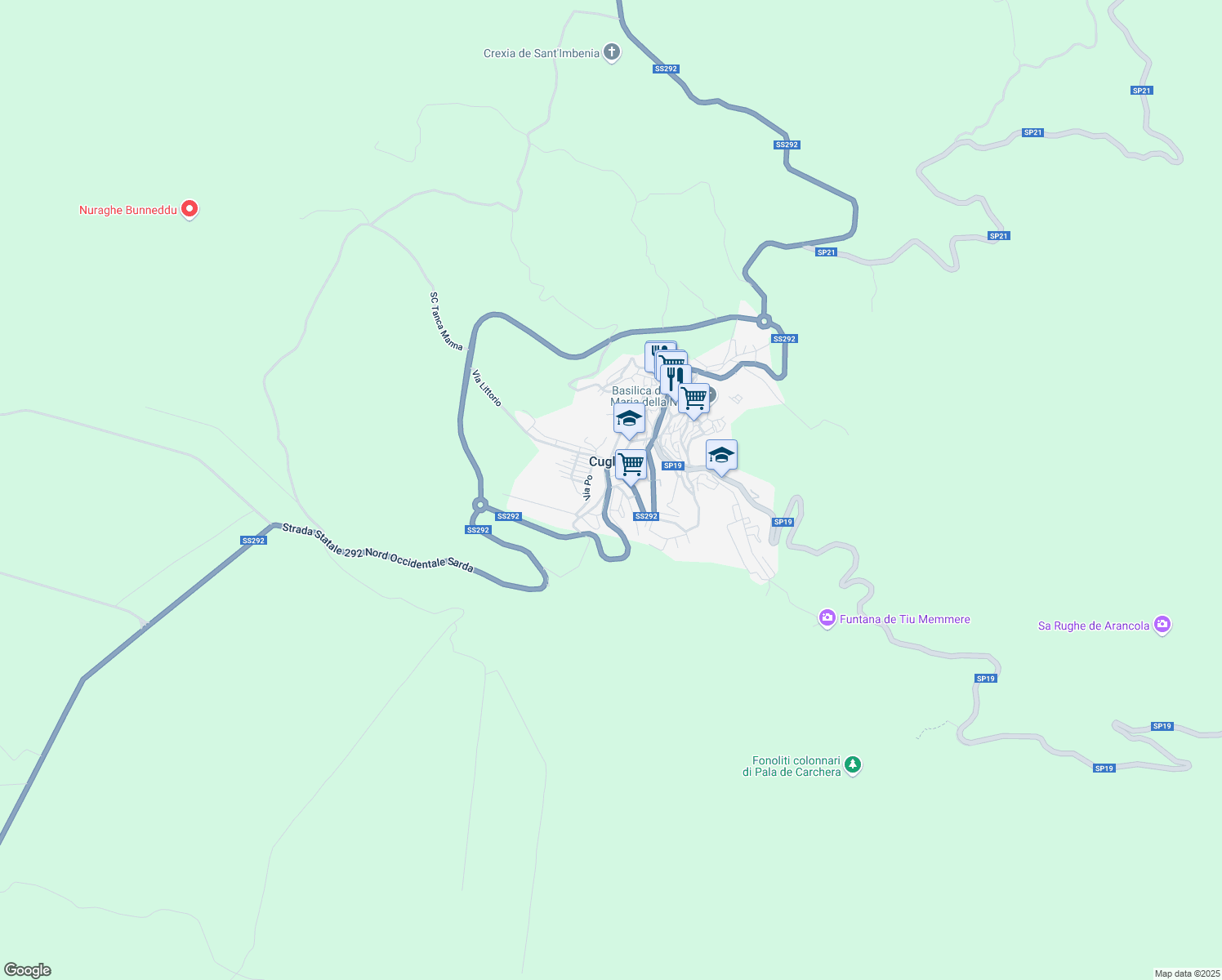 map of restaurants, bars, coffee shops, grocery stores, and more near 185 Corso Umberto Iᵒ in Cuglieri
