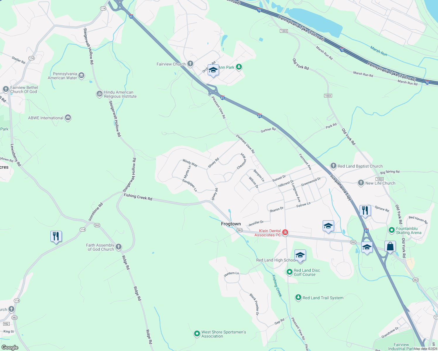 map of restaurants, bars, coffee shops, grocery stores, and more near 469 Chestnut Way in New Cumberland