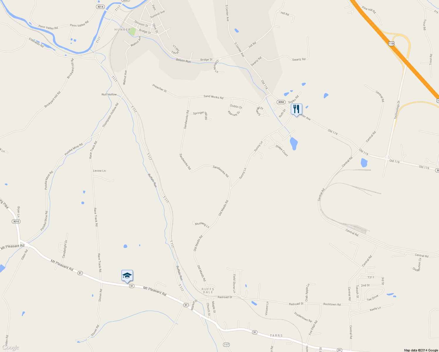 map of restaurants, bars, coffee shops, grocery stores, and more near 480 Sandworks Road in Hunker