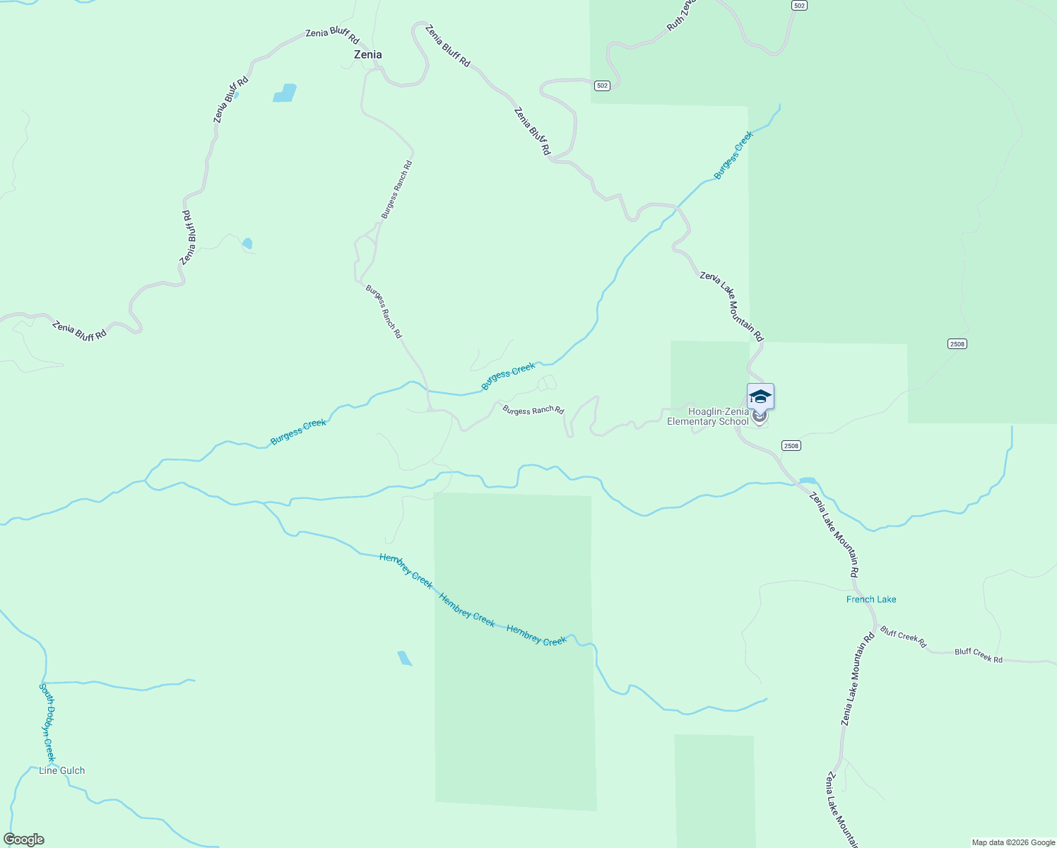 map of restaurants, bars, coffee shops, grocery stores, and more near 2281 Burgess Ranch Road in Zenia