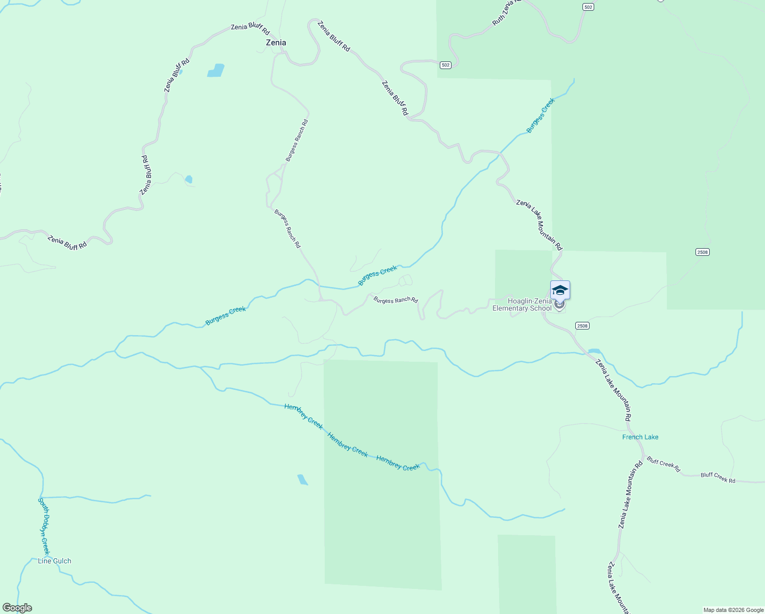 map of restaurants, bars, coffee shops, grocery stores, and more near 2281 Burgess Ranch Road in Zenia