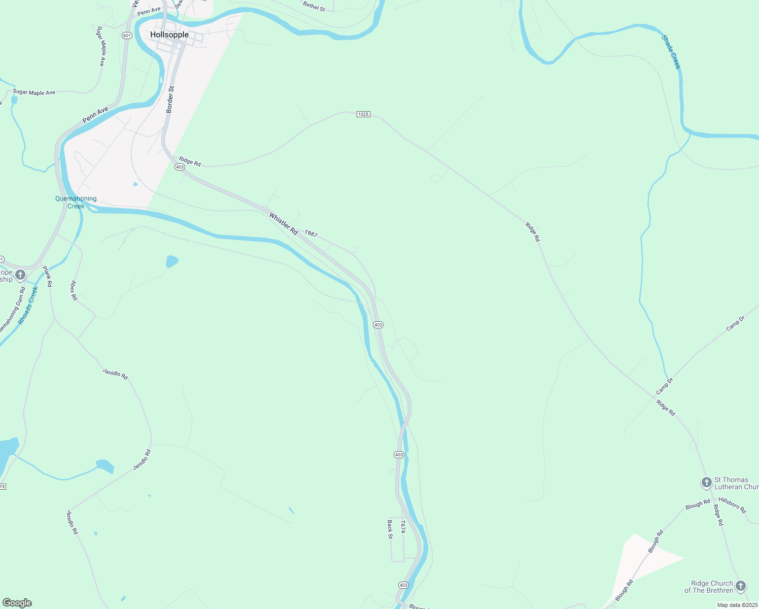 map of restaurants, bars, coffee shops, grocery stores, and more near 629 Whistler Road in Hooversville