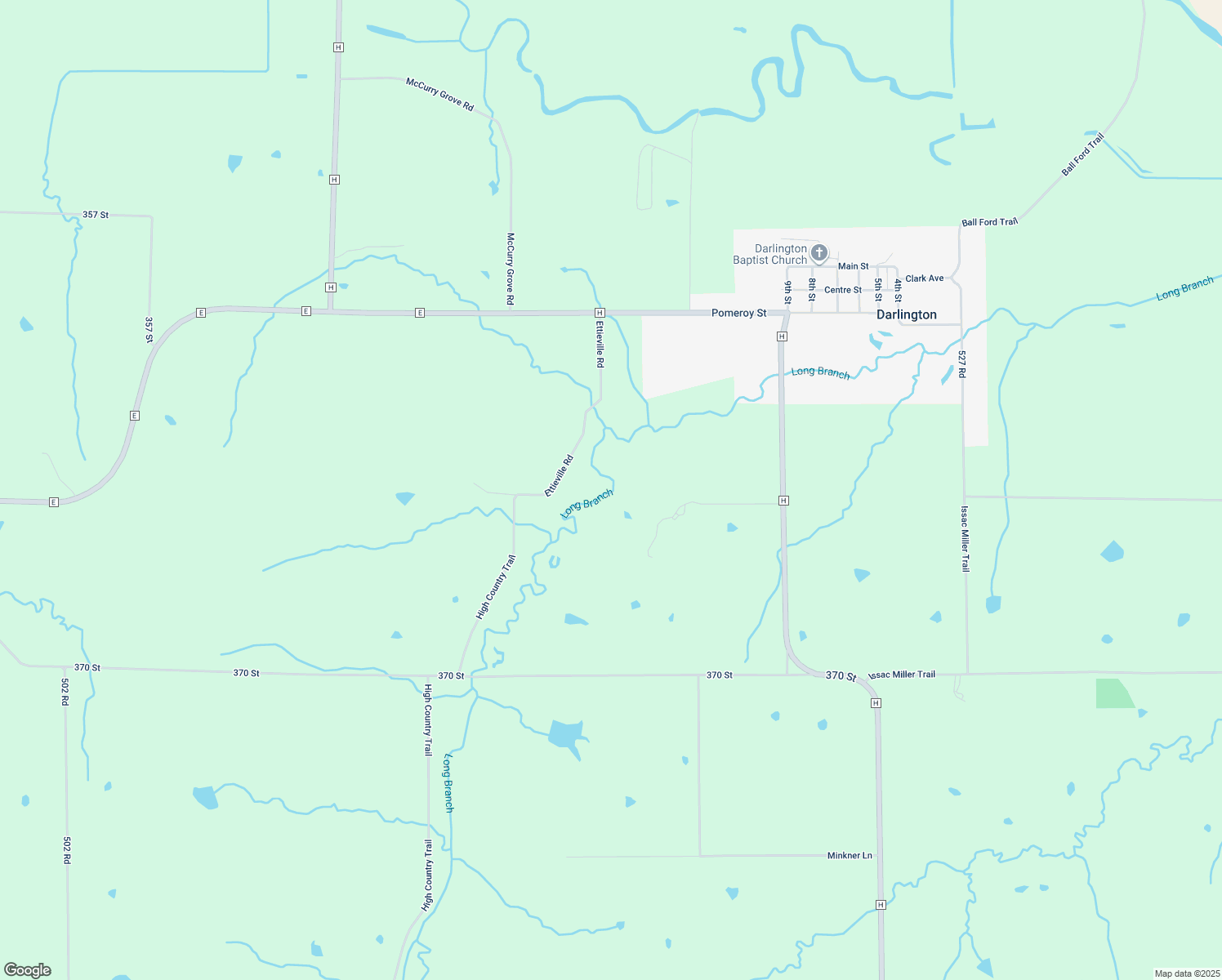 map of restaurants, bars, coffee shops, grocery stores, and more near 3649 State Highway H in Darlington