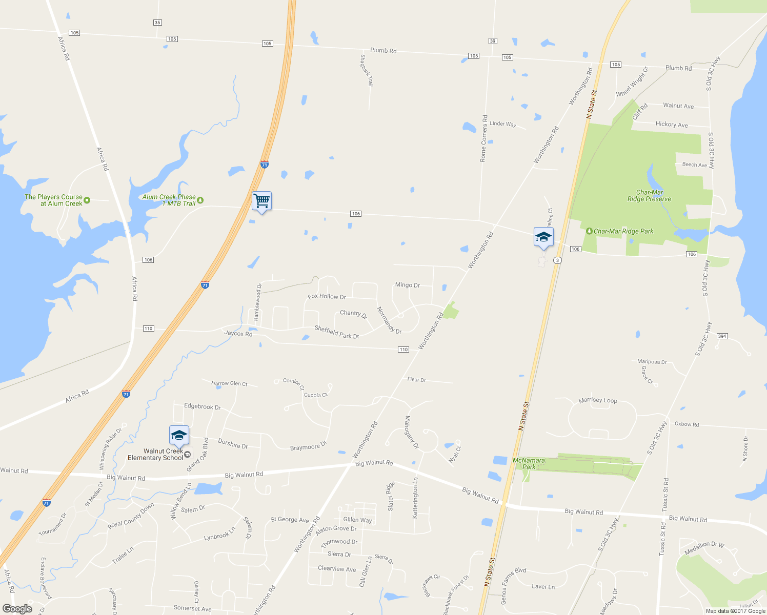map of restaurants, bars, coffee shops, grocery stores, and more near 4884 Normandy Drive in Galena