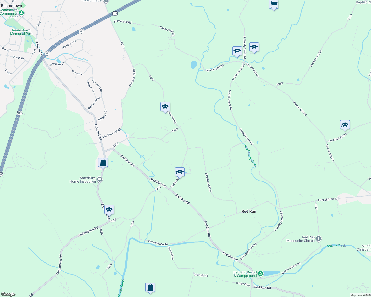 map of restaurants, bars, coffee shops, grocery stores, and more near 1131 Pieffer Hill Road in Stevens
