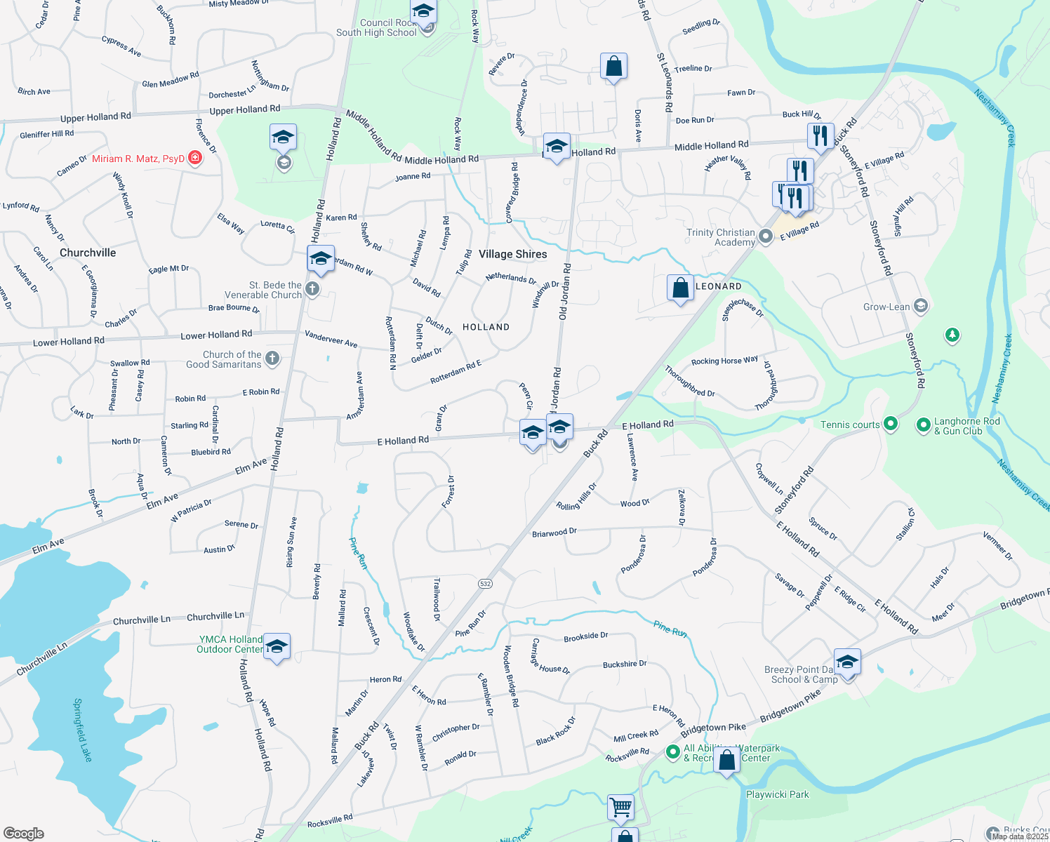 map of restaurants, bars, coffee shops, grocery stores, and more near 43 Penn Circle in Southampton