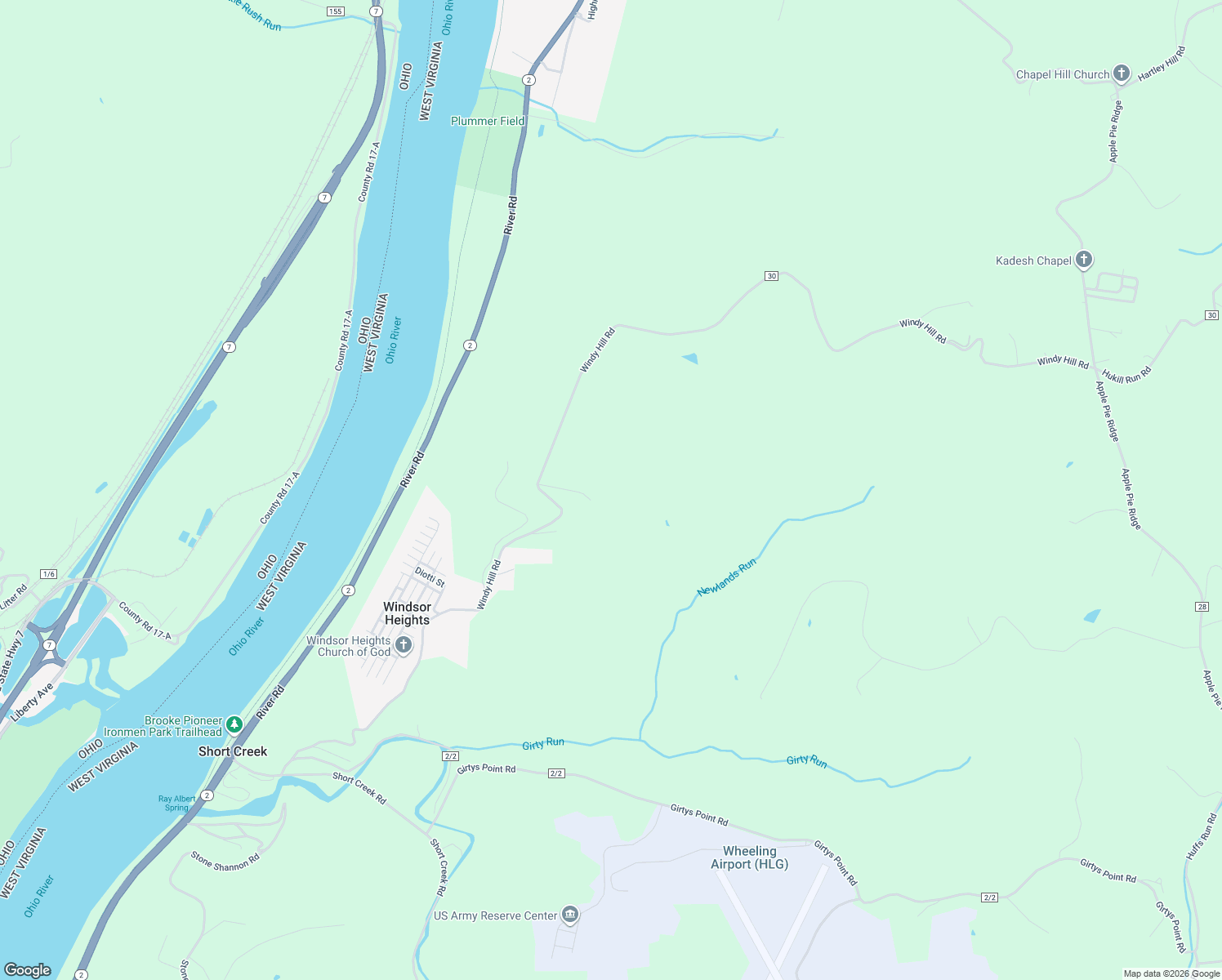 map of restaurants, bars, coffee shops, grocery stores, and more near 1220 Windy Hill Road in Wellsburg