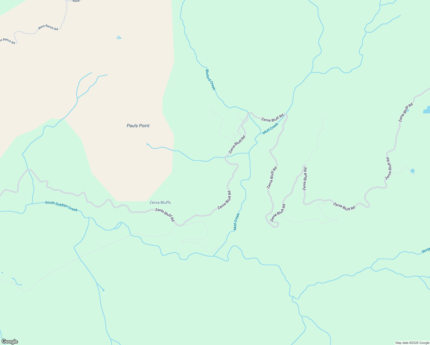 map of restaurants, bars, coffee shops, grocery stores, and more near 5100 Zenia Bluff Road in Zenia