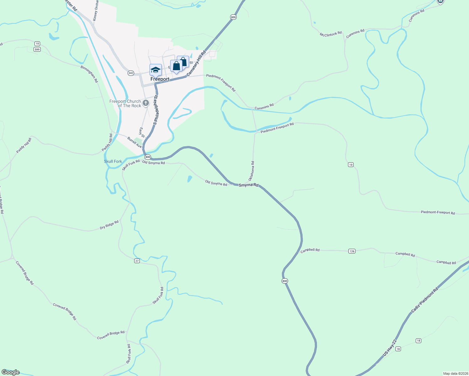 map of restaurants, bars, coffee shops, grocery stores, and more near in Freeport