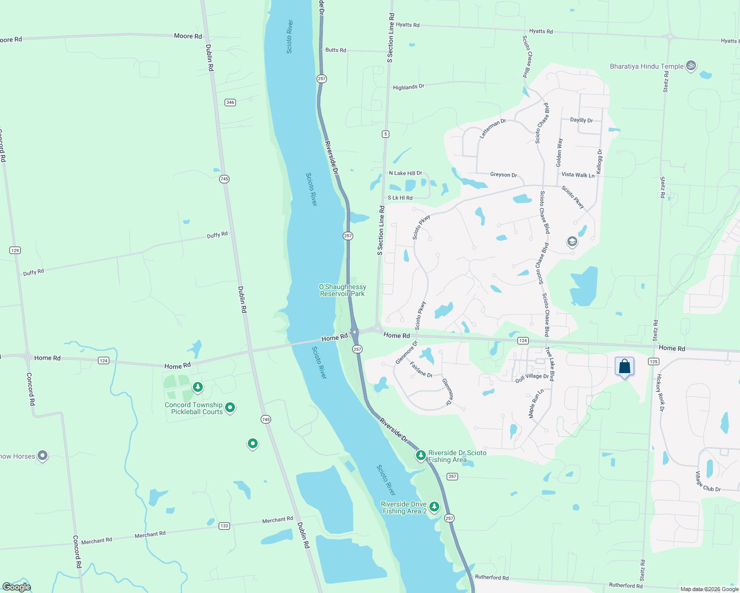 map of restaurants, bars, coffee shops, grocery stores, and more near 7456 South Section Line Road in Delaware
